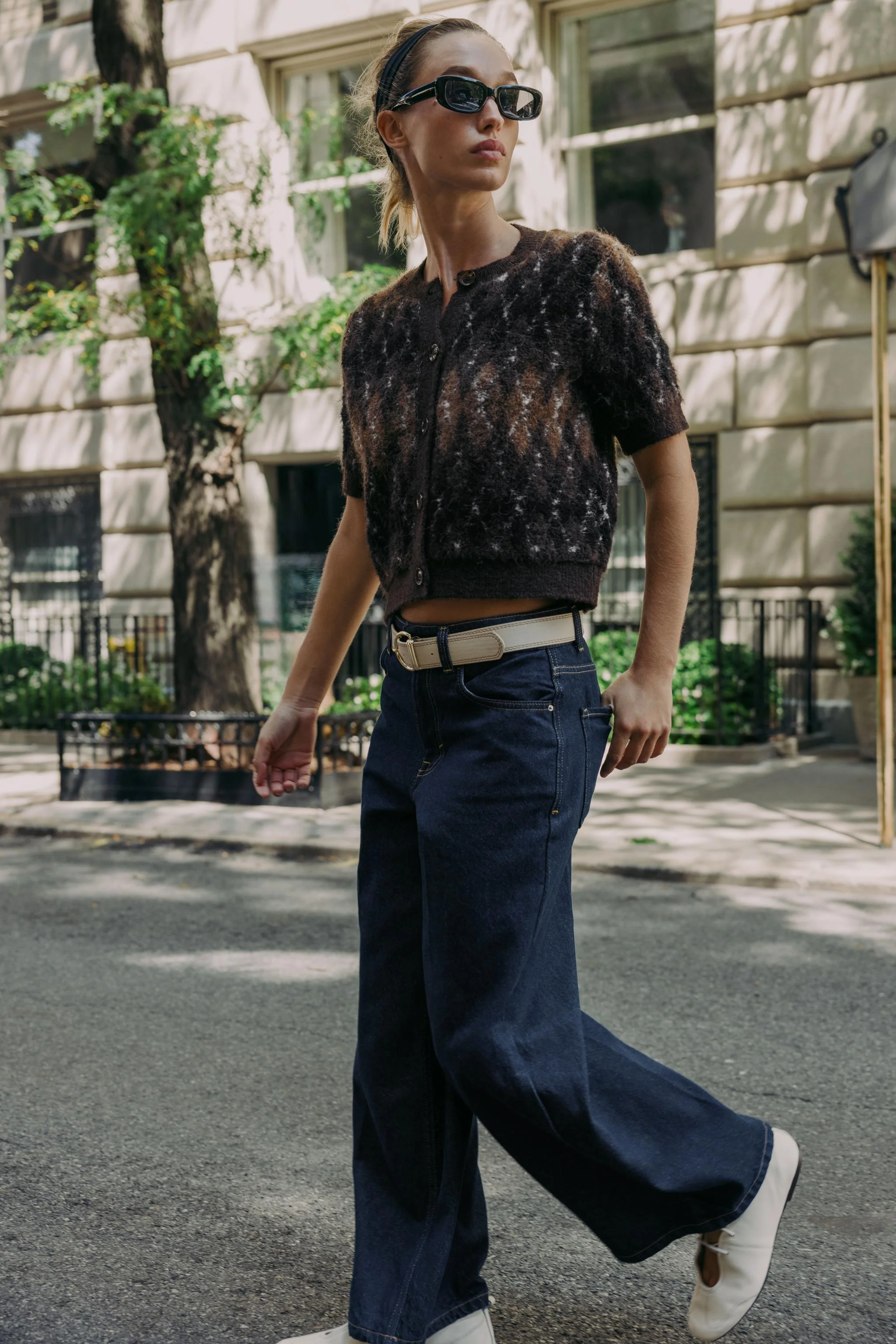 ژاکت کشباف لوزی آستین کوتاه