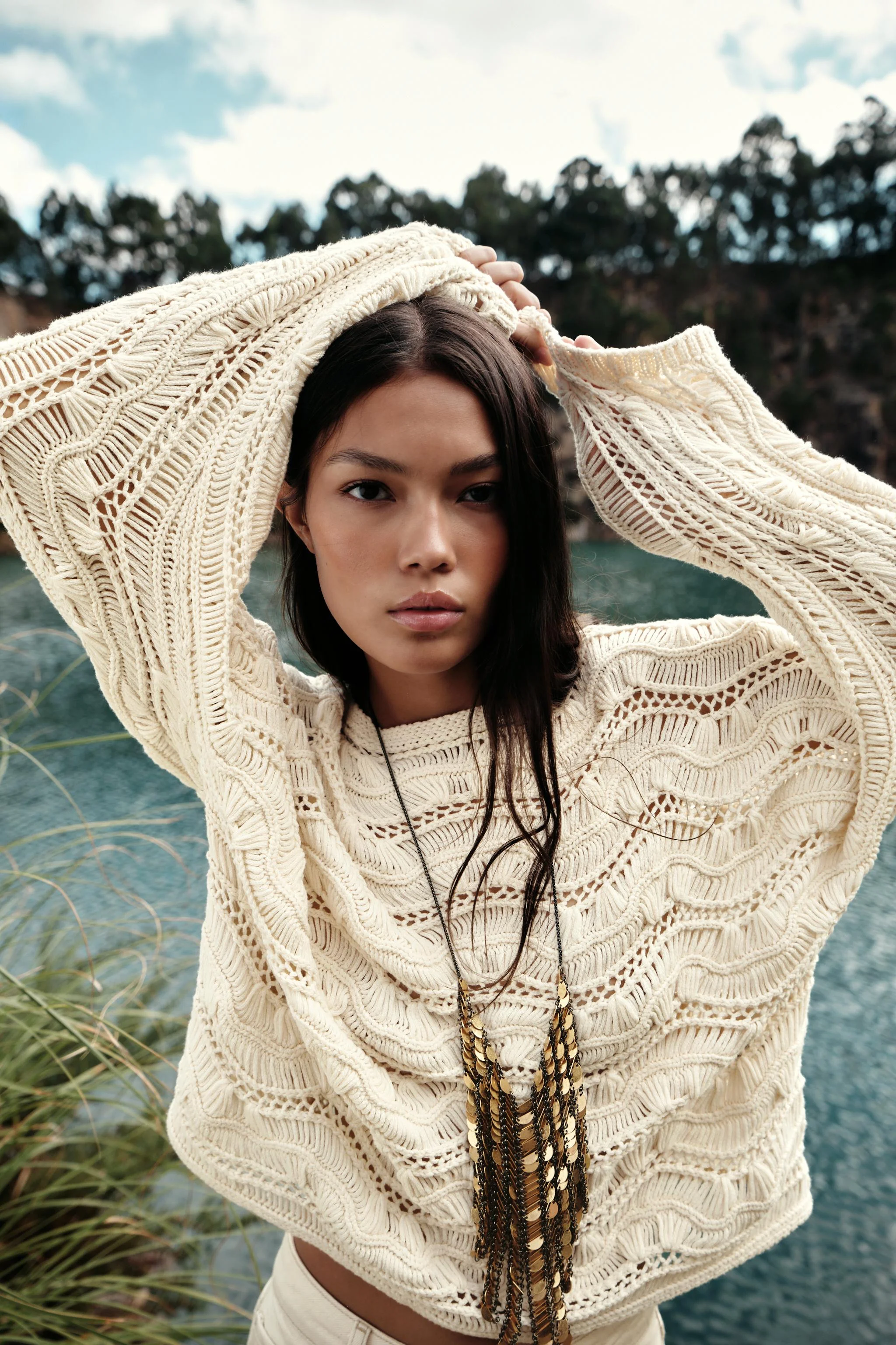 پلیور بافتنی مدل دراپ استیچ