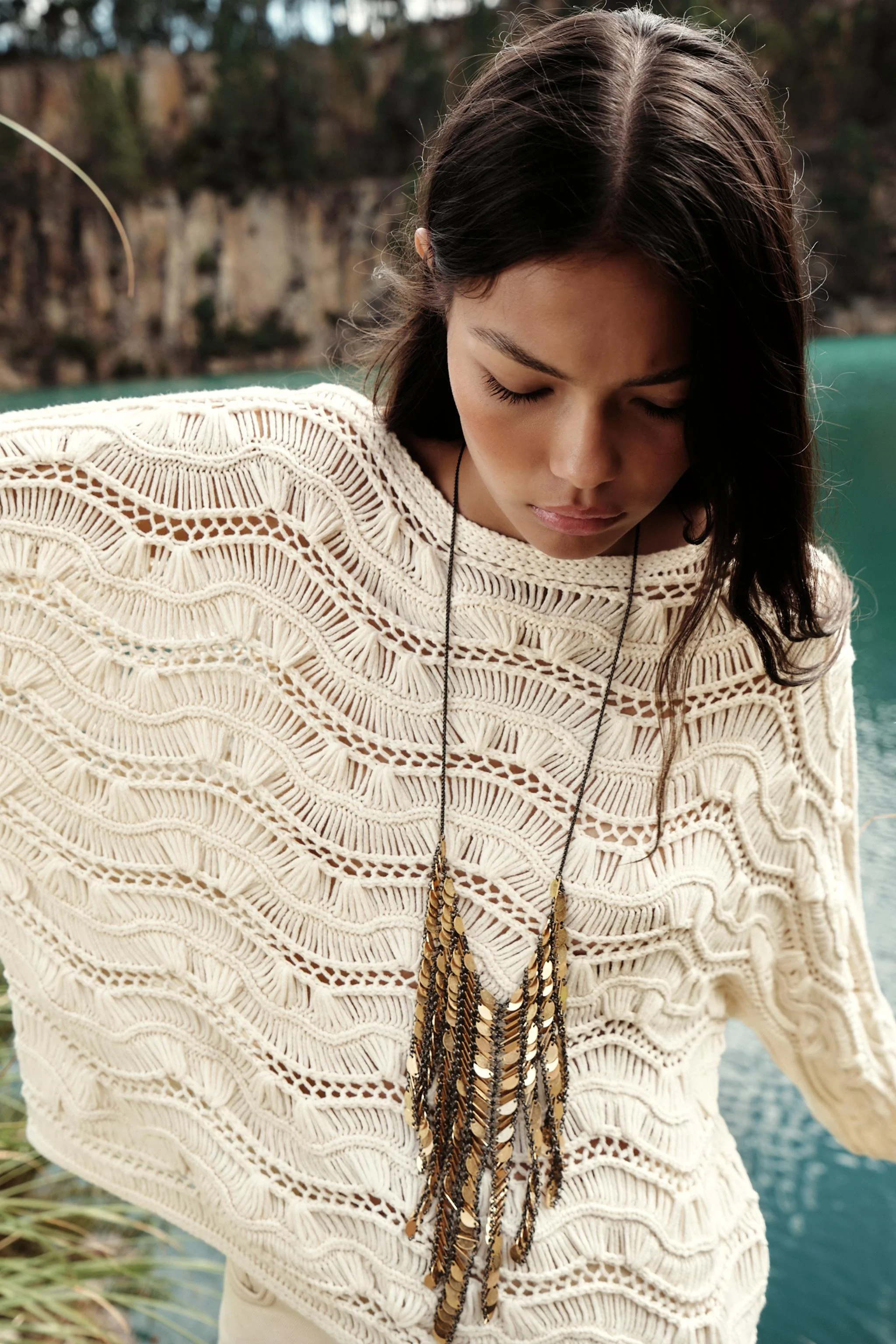 پلیور بافتنی مدل دراپ استیچ