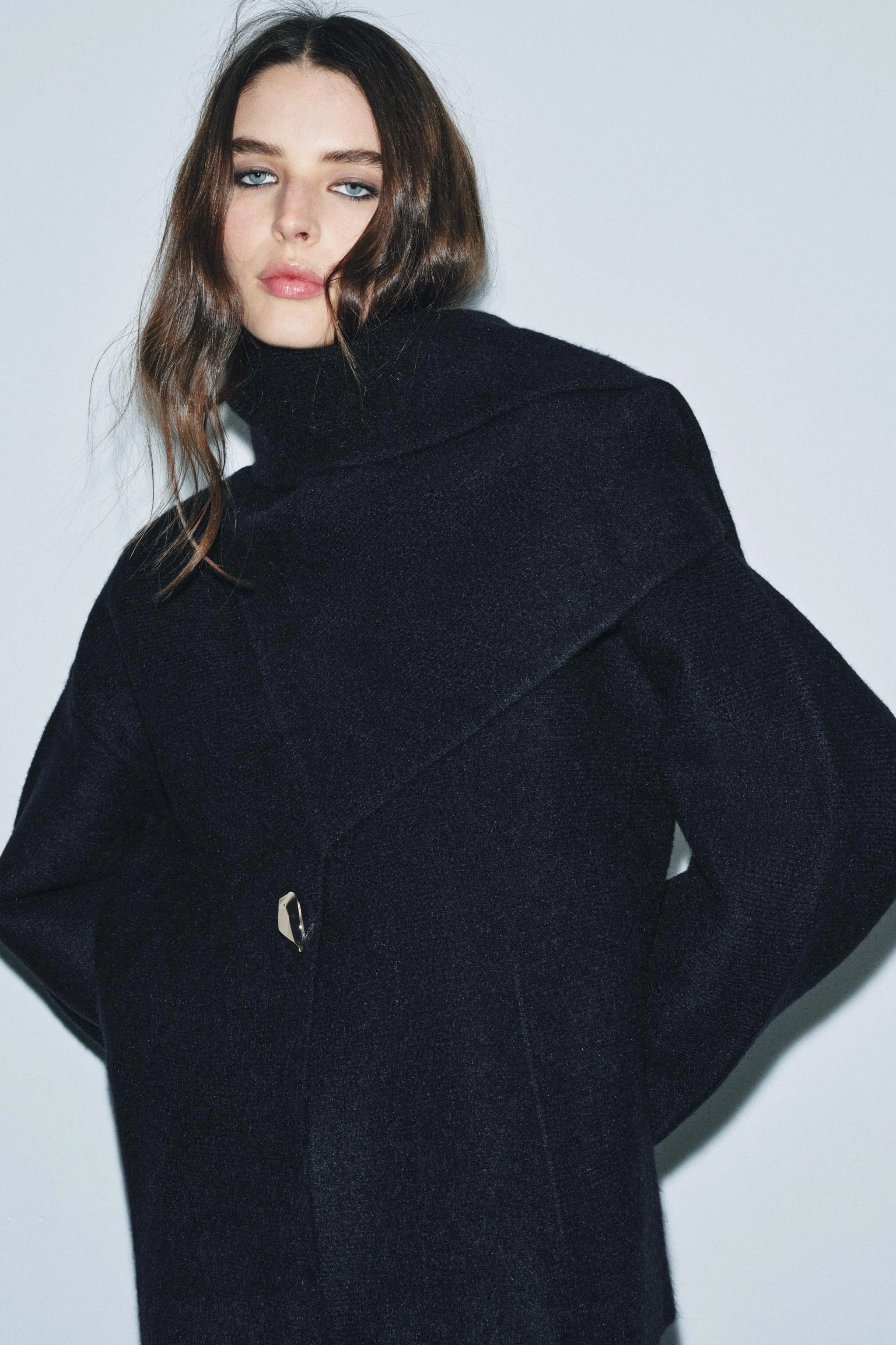 کت بافت کوتاه با شال گردن