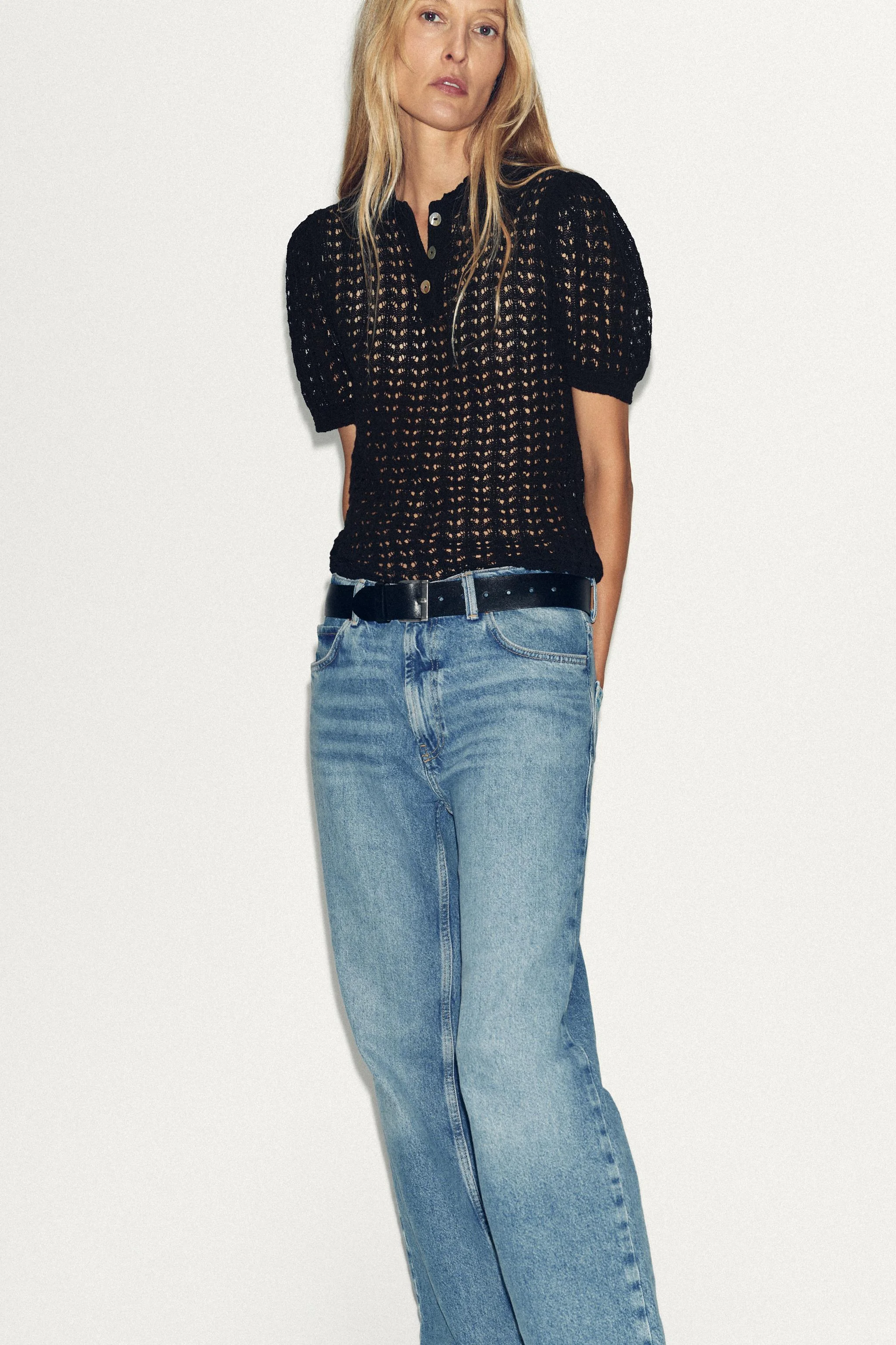 پولوشرت آستین کوتاه بافت پوانتله