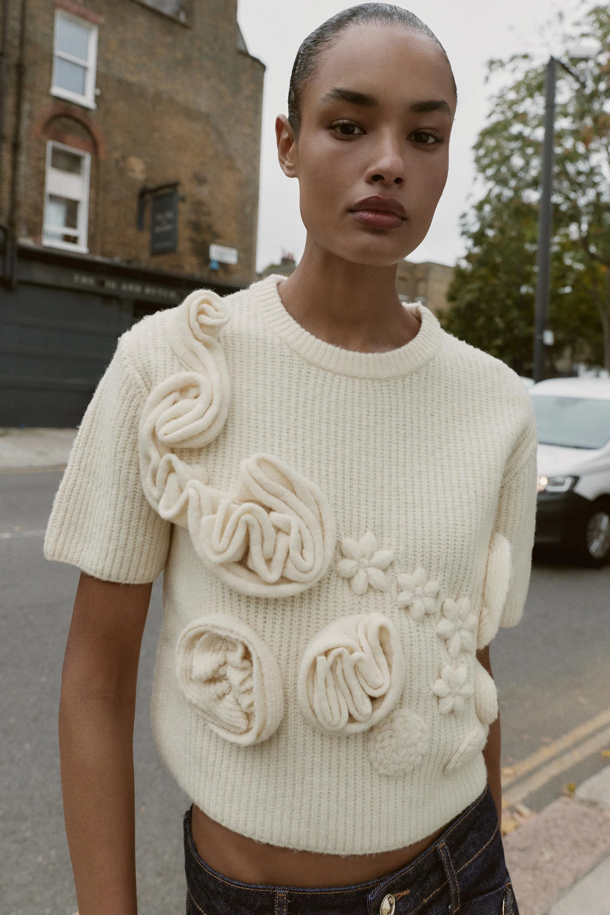 پلیور بافتنی طرح گل پلیور بافتنی طرح گل