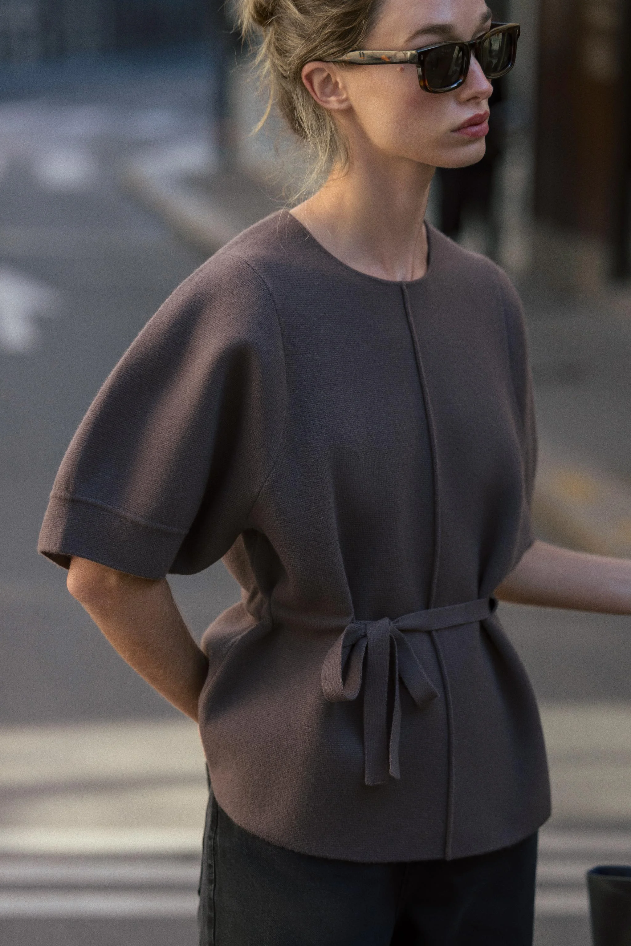 پلیور بافتنی با آستین های پفی