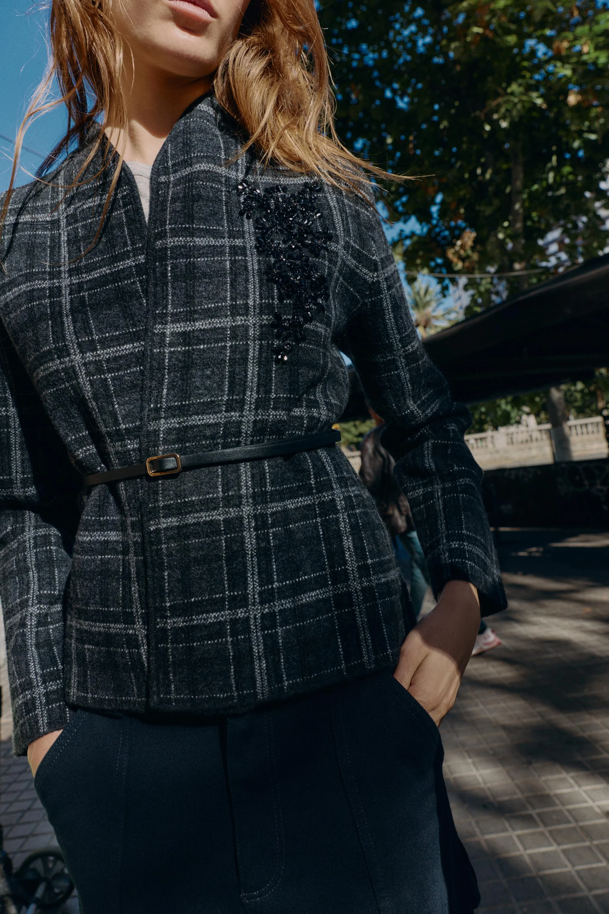 کاردیگان بافتنی طرح دار با کمربند