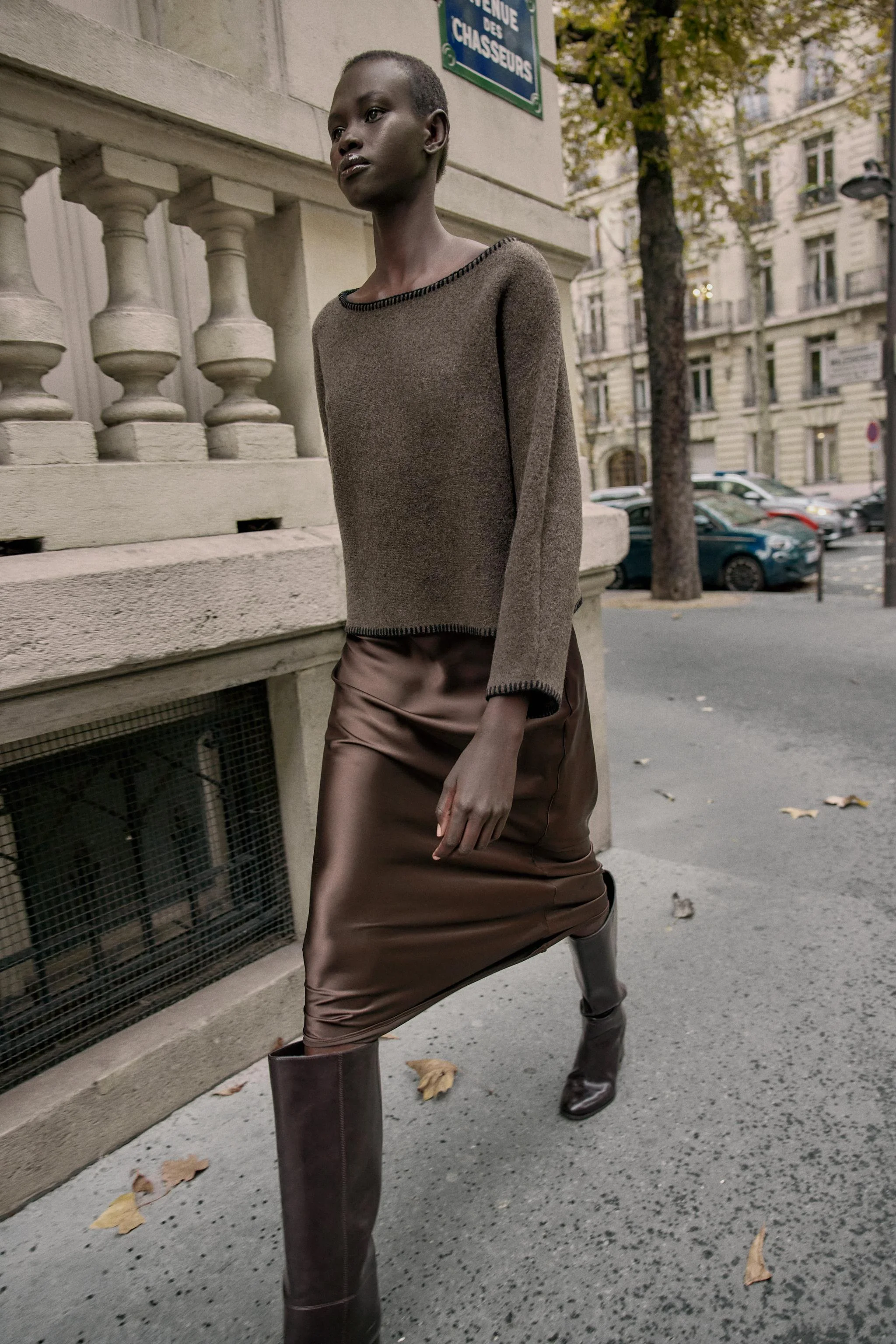 پلیور بافتنی با دوخت تزئینی متضاد