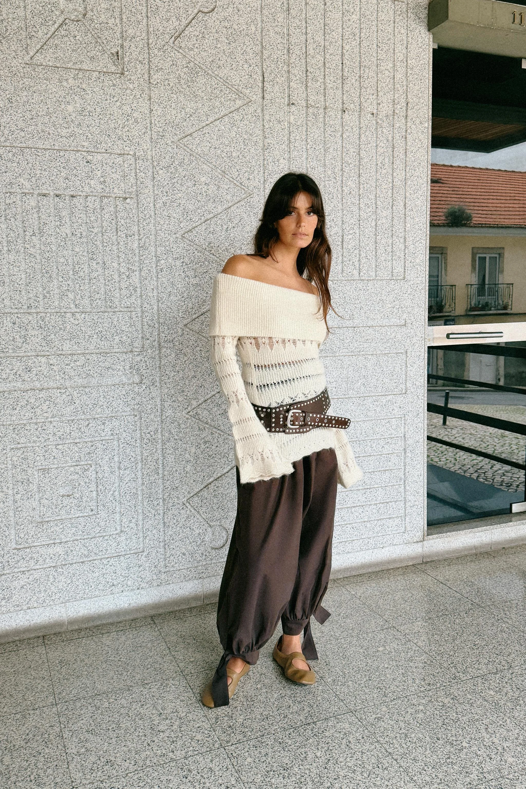 پلیور یقه باز بافت توری