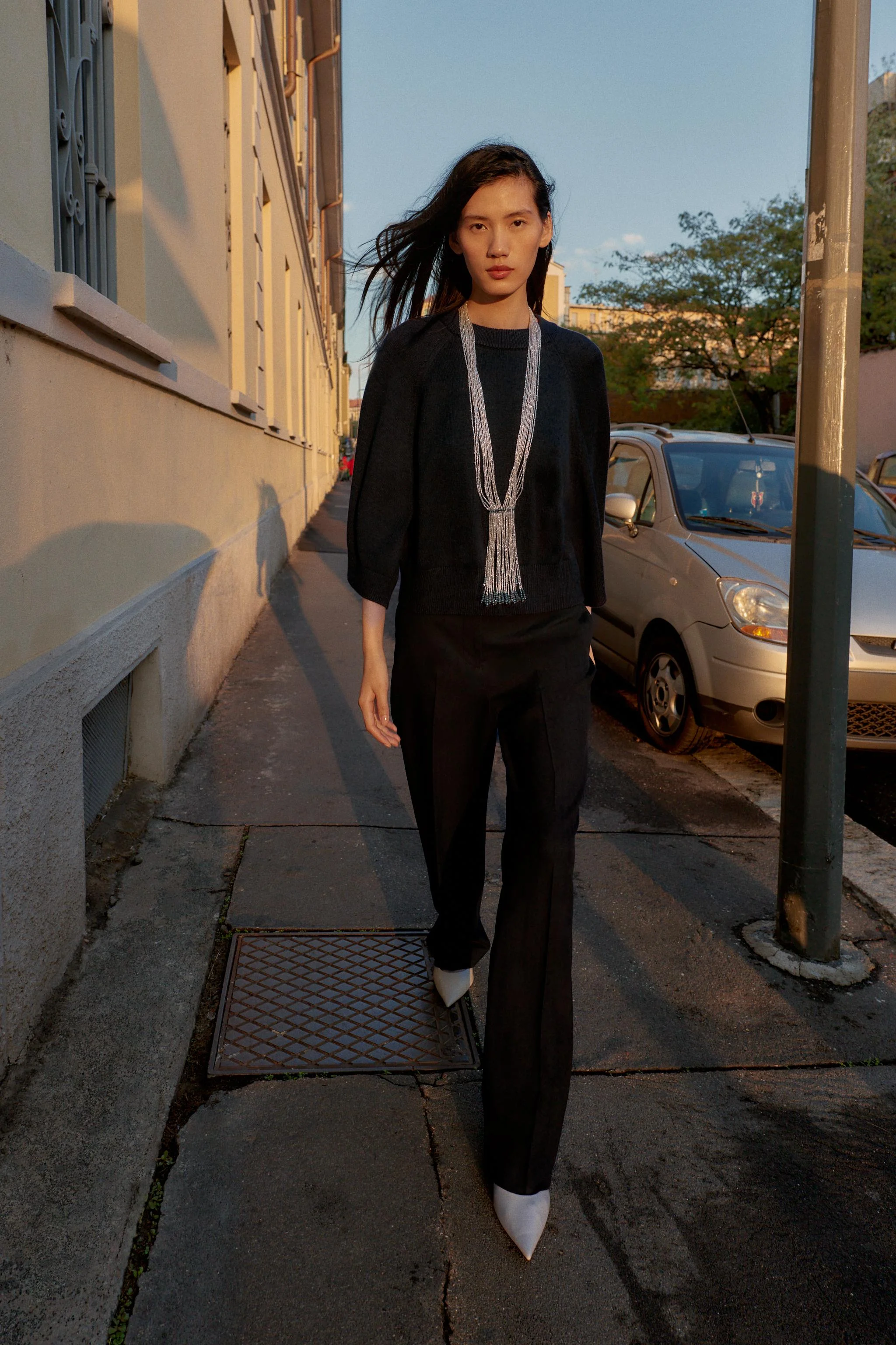 پلیور بافتنی با آستین های گشاد