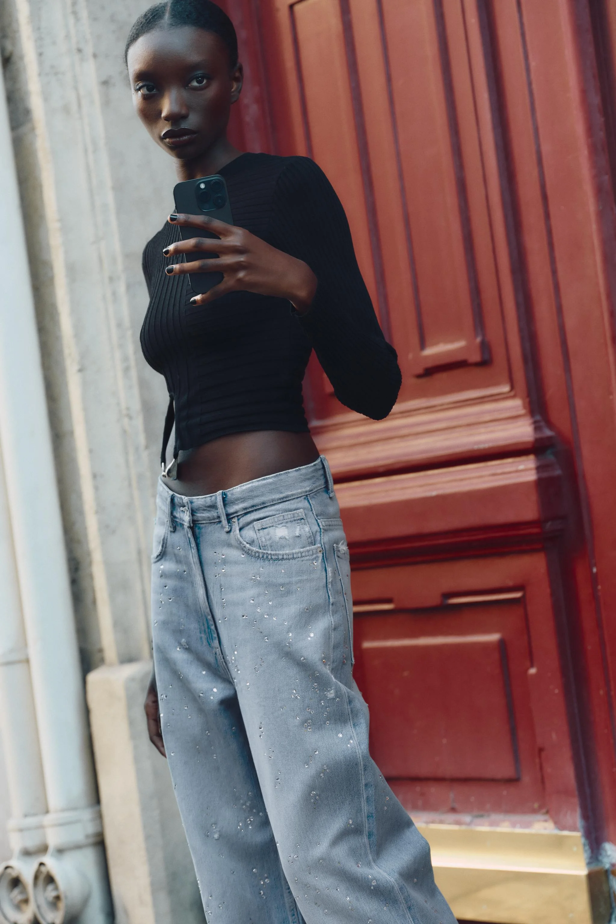 تاپ بافتنی کبریتی با تکه دوزی