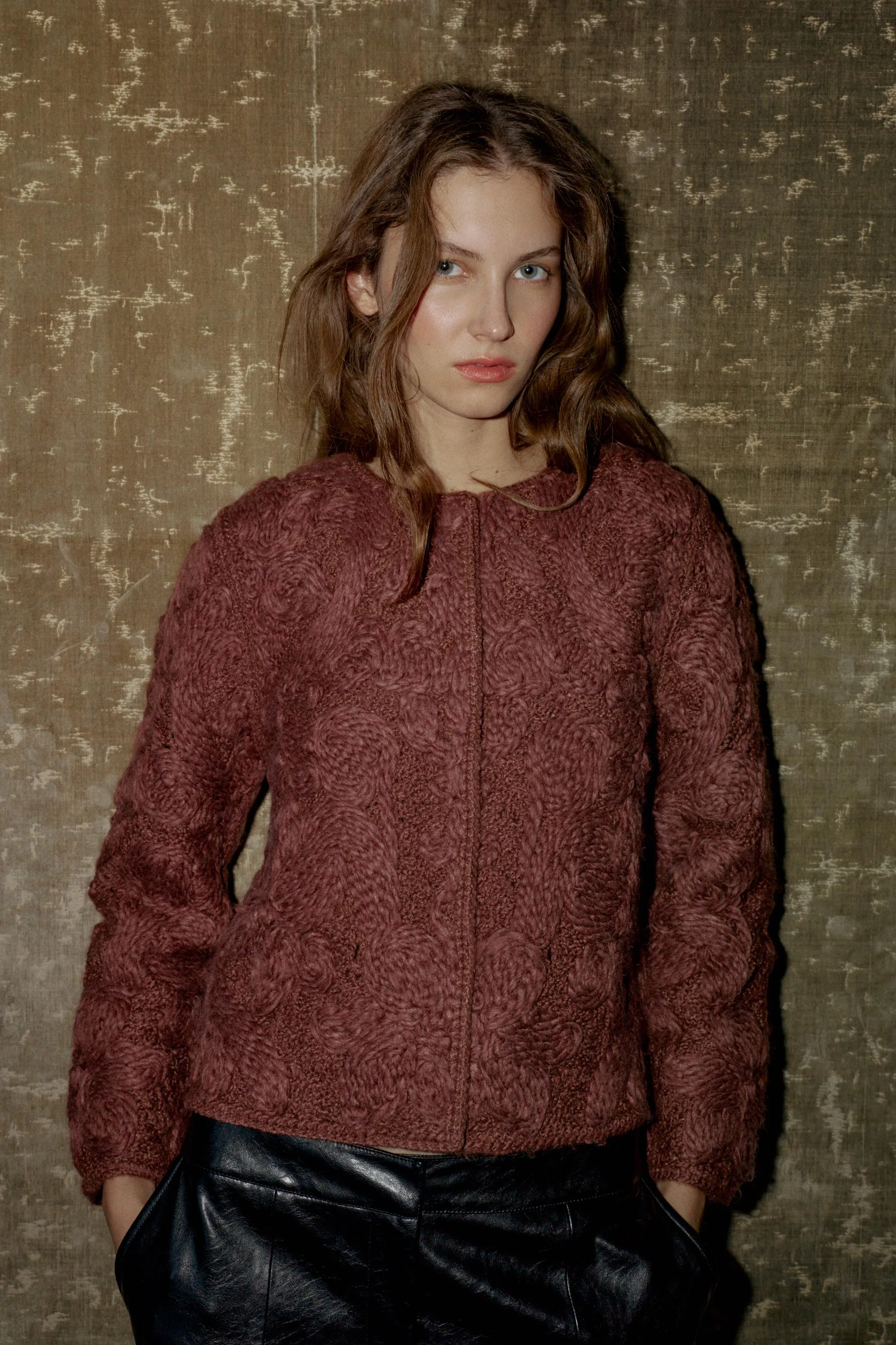 ژاکت بافتنی مکرومه پشمی