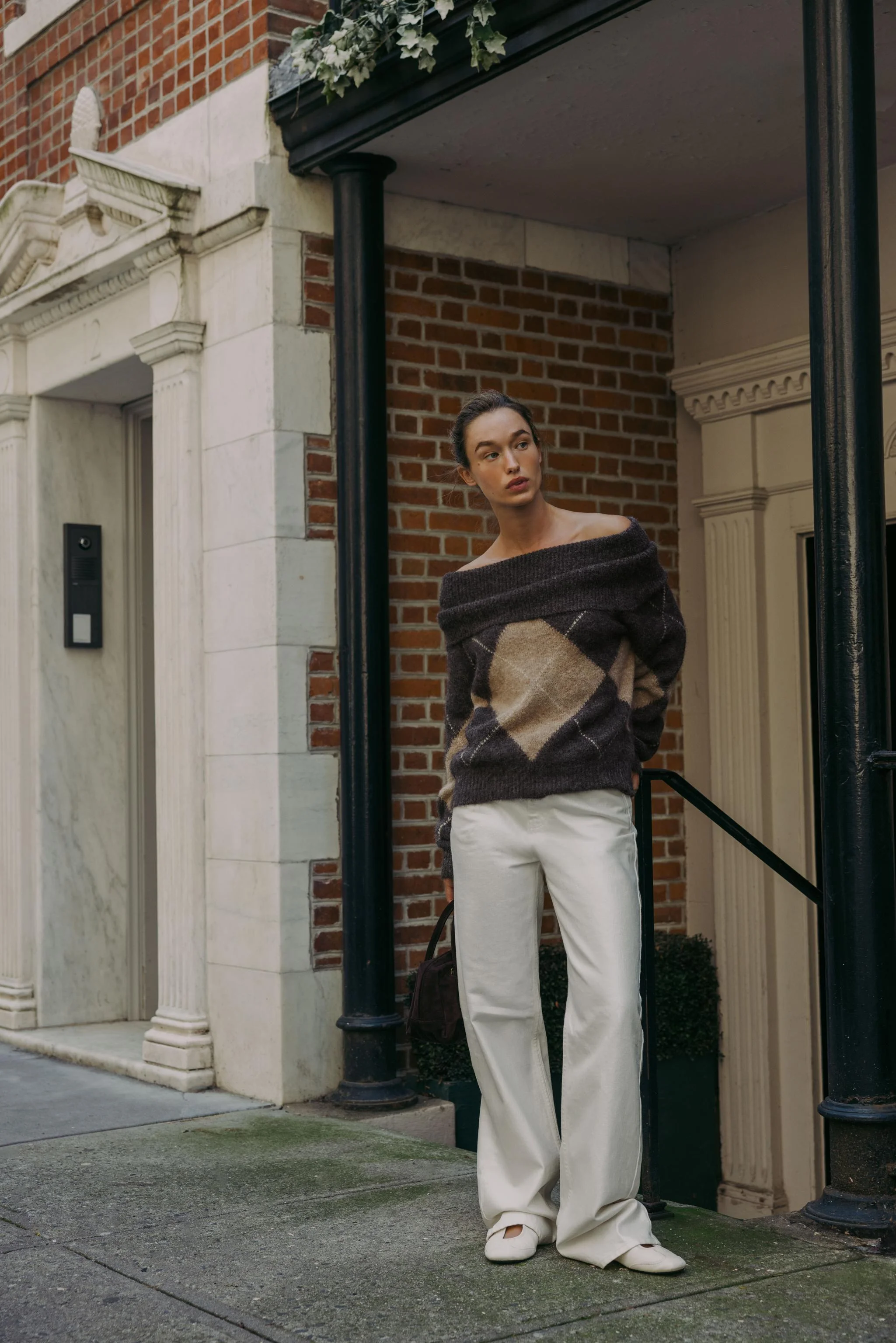 جامپر بافتنی طرح الماس بدون بند