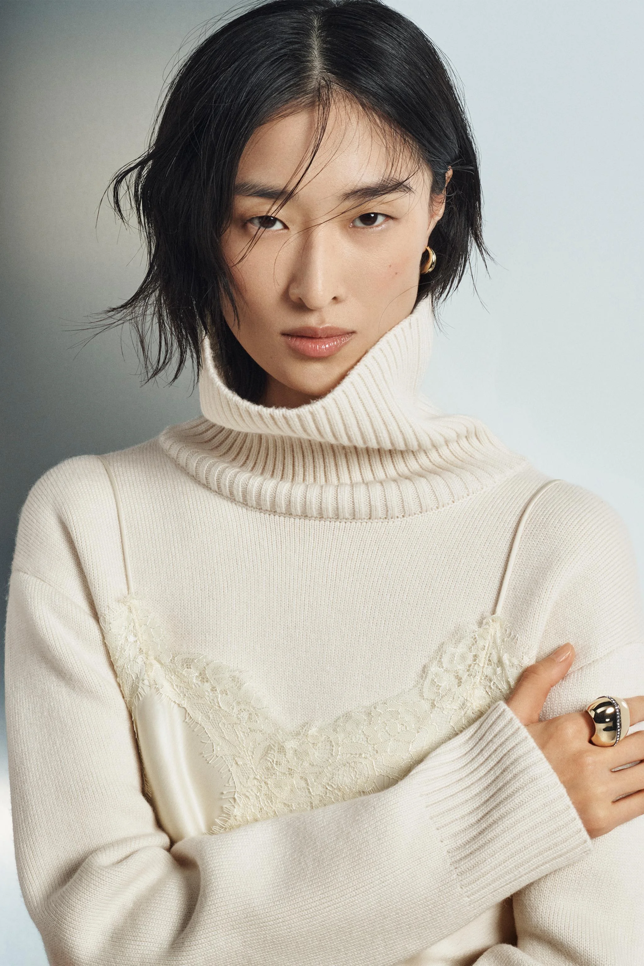 پلیور بافتنی یقه اسکی پشمی