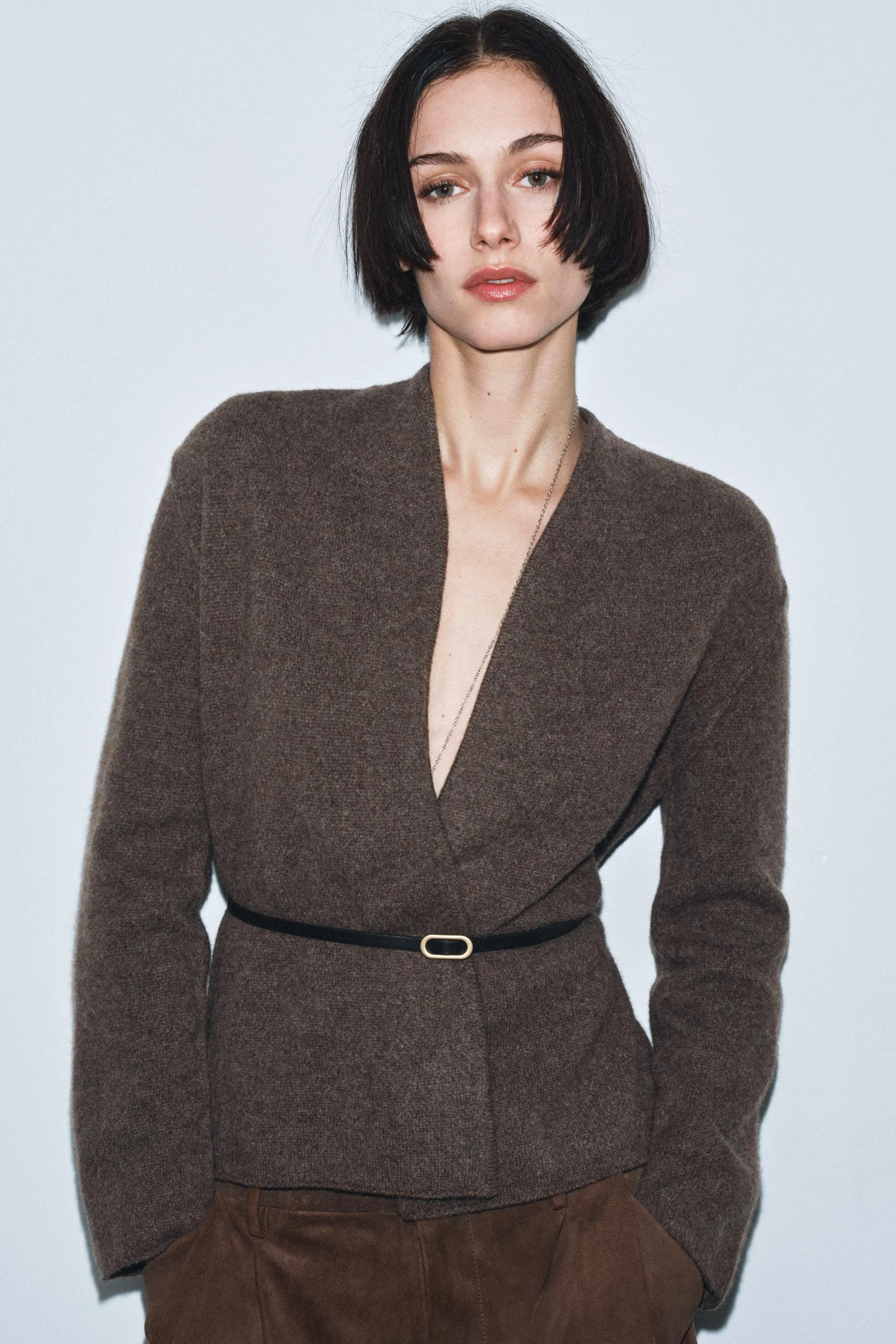 کاردیگان کمربند دار 100% پشم