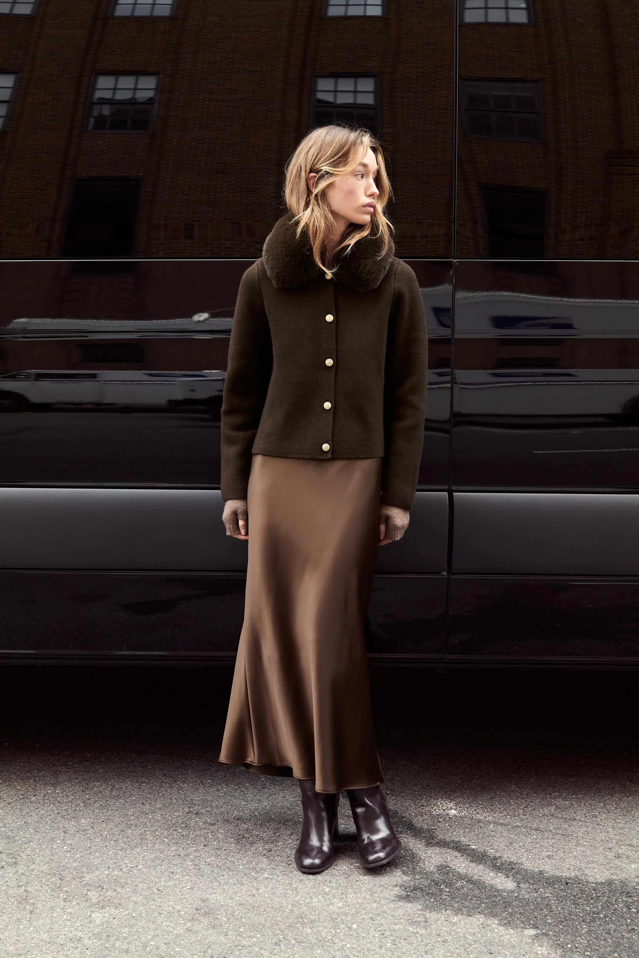 ژاکت با یقه خز مصنوعی