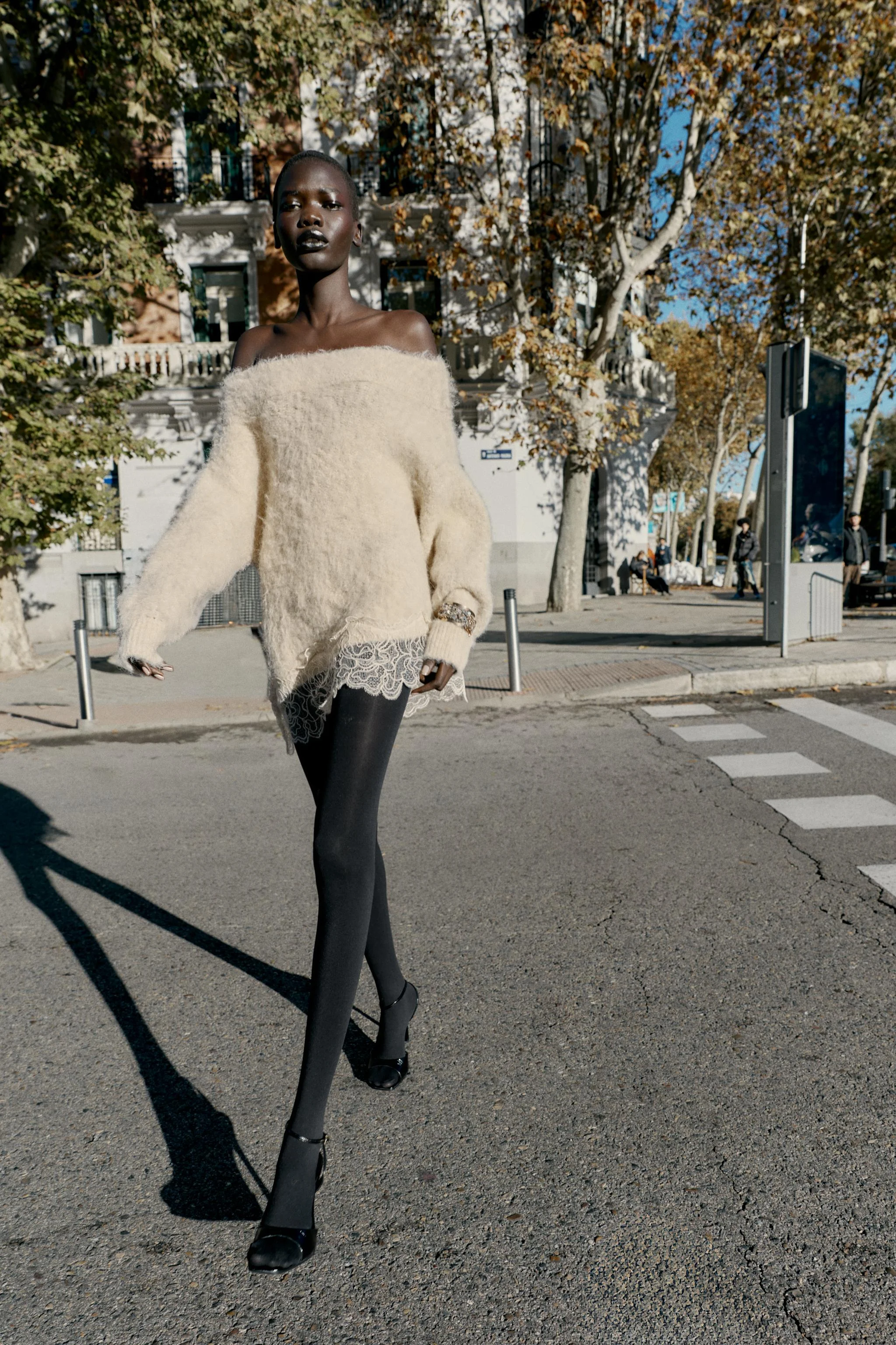 پلیور بافت ترکیبی با گیپور