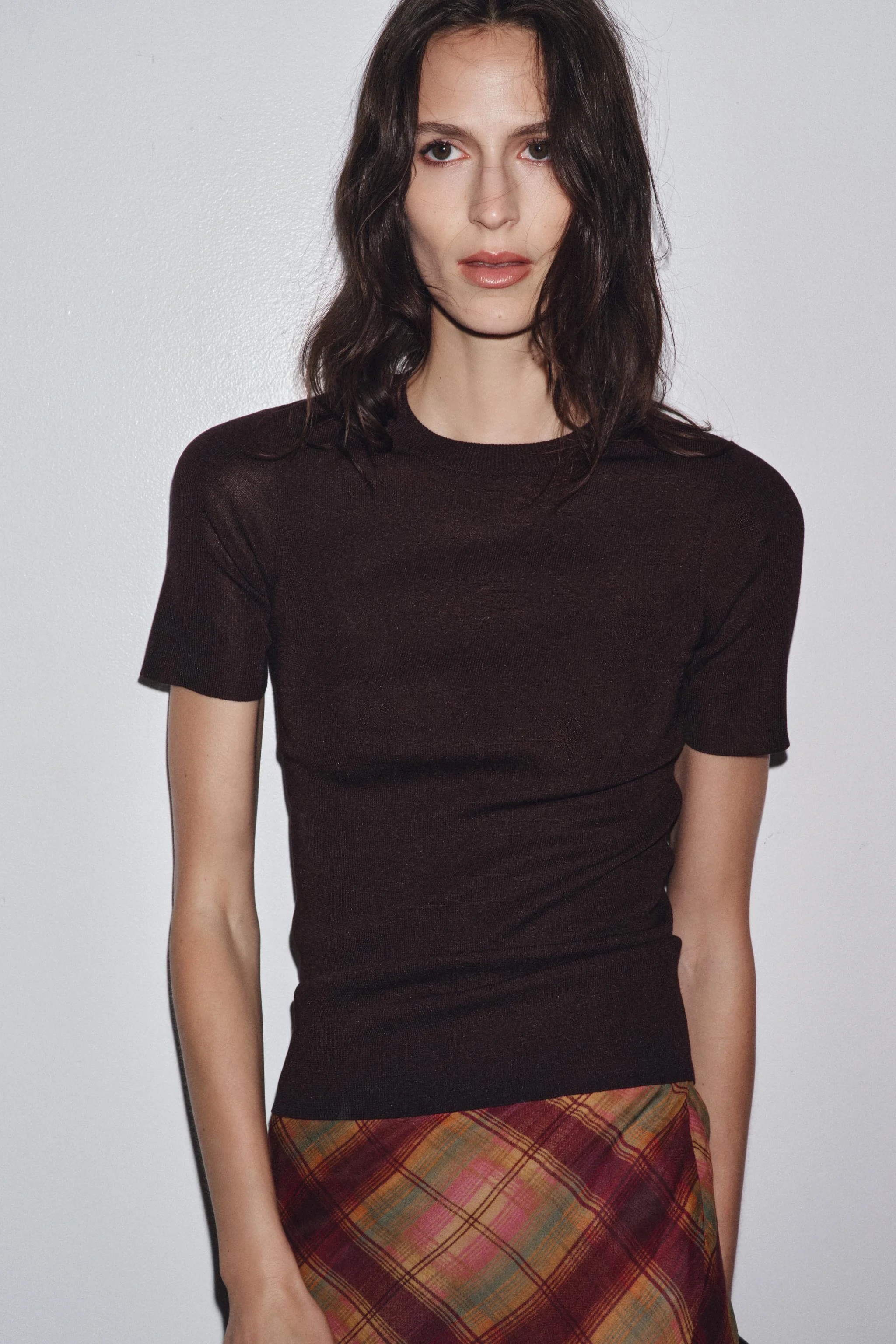 تاپ آستین کوتاه بافت ساده تاپ آستین کوتاه بافت ساده