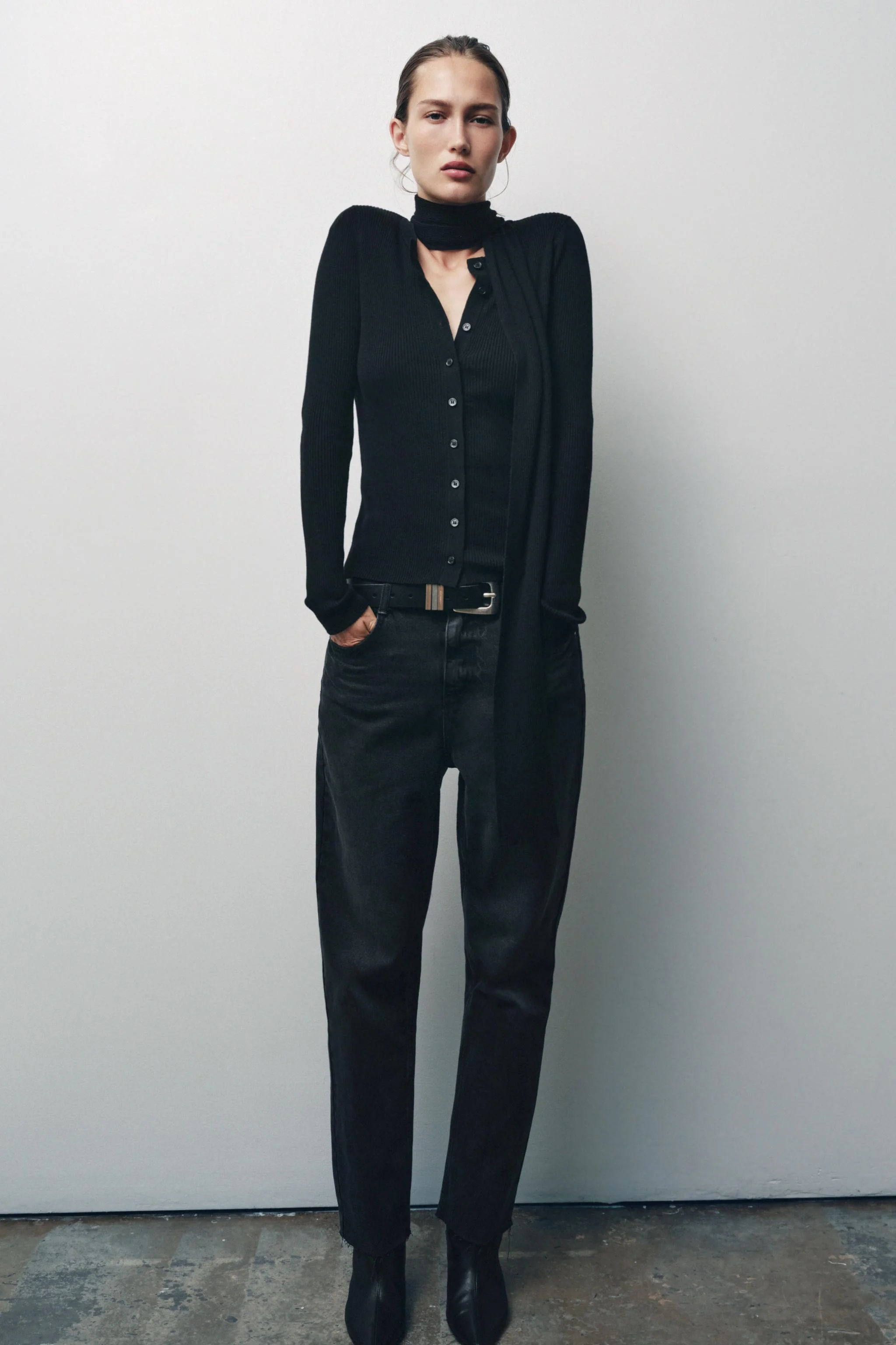 کاردیگان بافت کبریتی با شال گردن