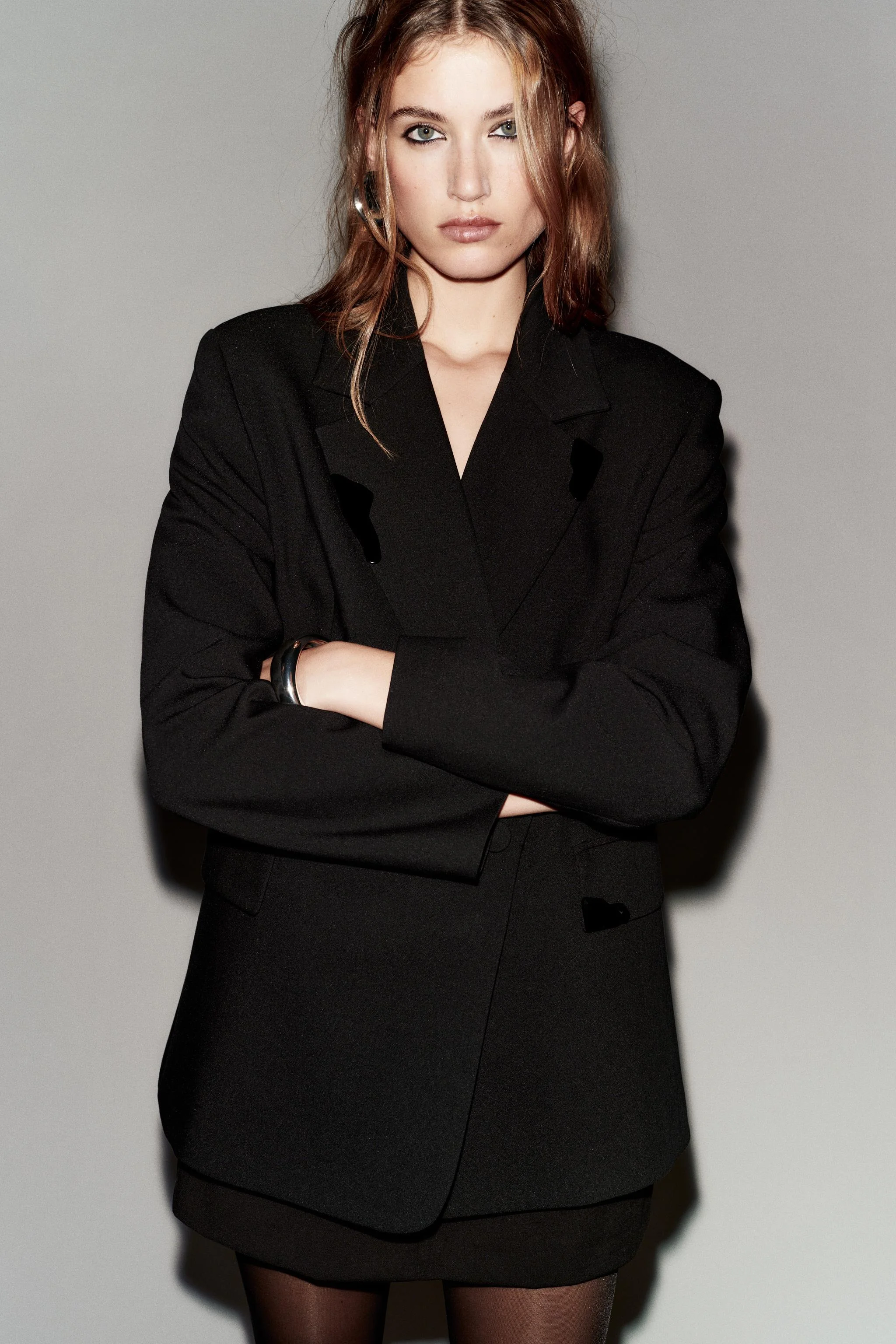 کت بلیزر اورسایز دو سینه با تزیینات یقه