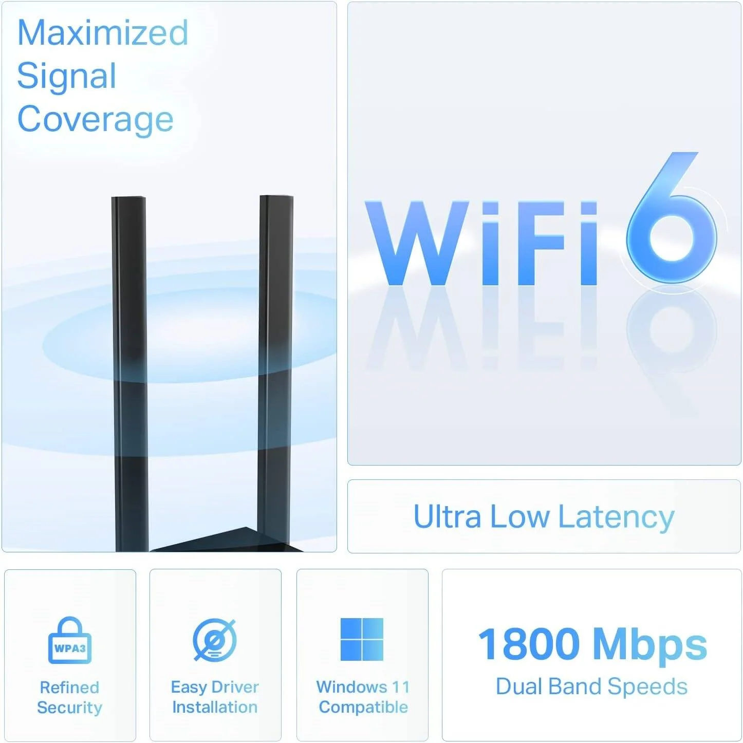 آداپتور USB وای فای 6 تی پی-لینک AX1800 برای کامپیوتر رومیزی (Archer TX20U Plus)، آداپتور شبکه بی سیم با فرکانس 2.4 گیگاهرتز، 5 گیگاهرتز، آنتن 5dBi دو بانده با بهره بالا، WPA3، پشتیبانی از ویندوز 11/10 آداپتور USB وای فای 6 تی پی-لینک AX1800 برای کامپیوتر رومیزی (Archer TX20U Plus)، آداپتور شبکه بی سیم با فرکانس 2.4 گیگاهرتز، 5 گیگاهرتز، آنتن 5dBi دو بانده با بهره بالا، WPA3، پشتیبانی از ویندوز 11/10