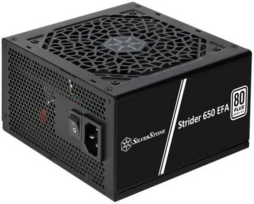 منبع تغذیه غیر ماژولار سیلوراستون استرایدر 650 EFA، توان 650 وات، بازدهی 80 پلاس، PFC فعال، فن سایلنت 120 میلی‌متری، فرم ATX (PS2)، سطح نویز 18 dBA، 100000 ساعت MTBF، مشکی | SST-ST650-EFA