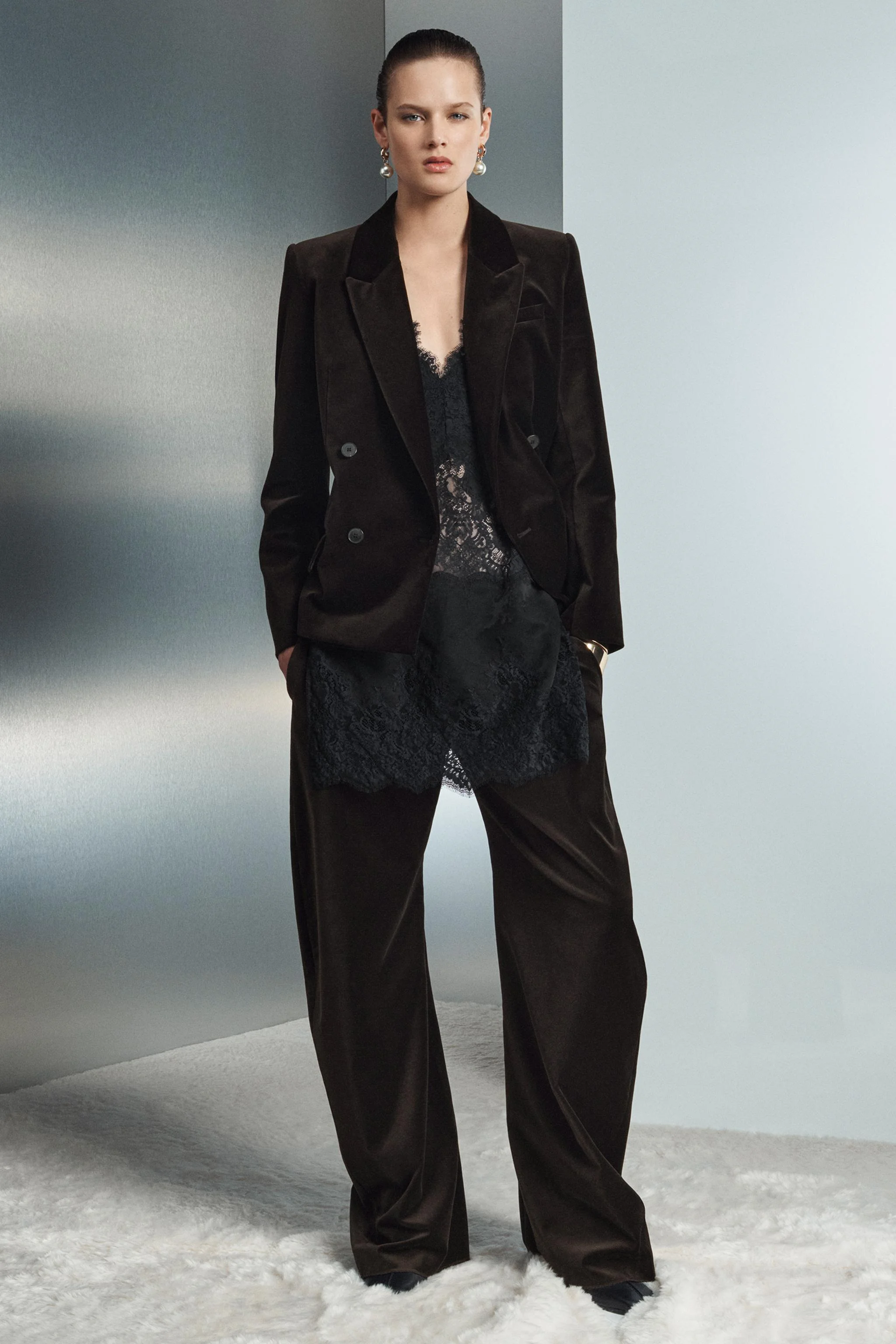 کت مخمل دکمه دوبل ZW COLLECTION