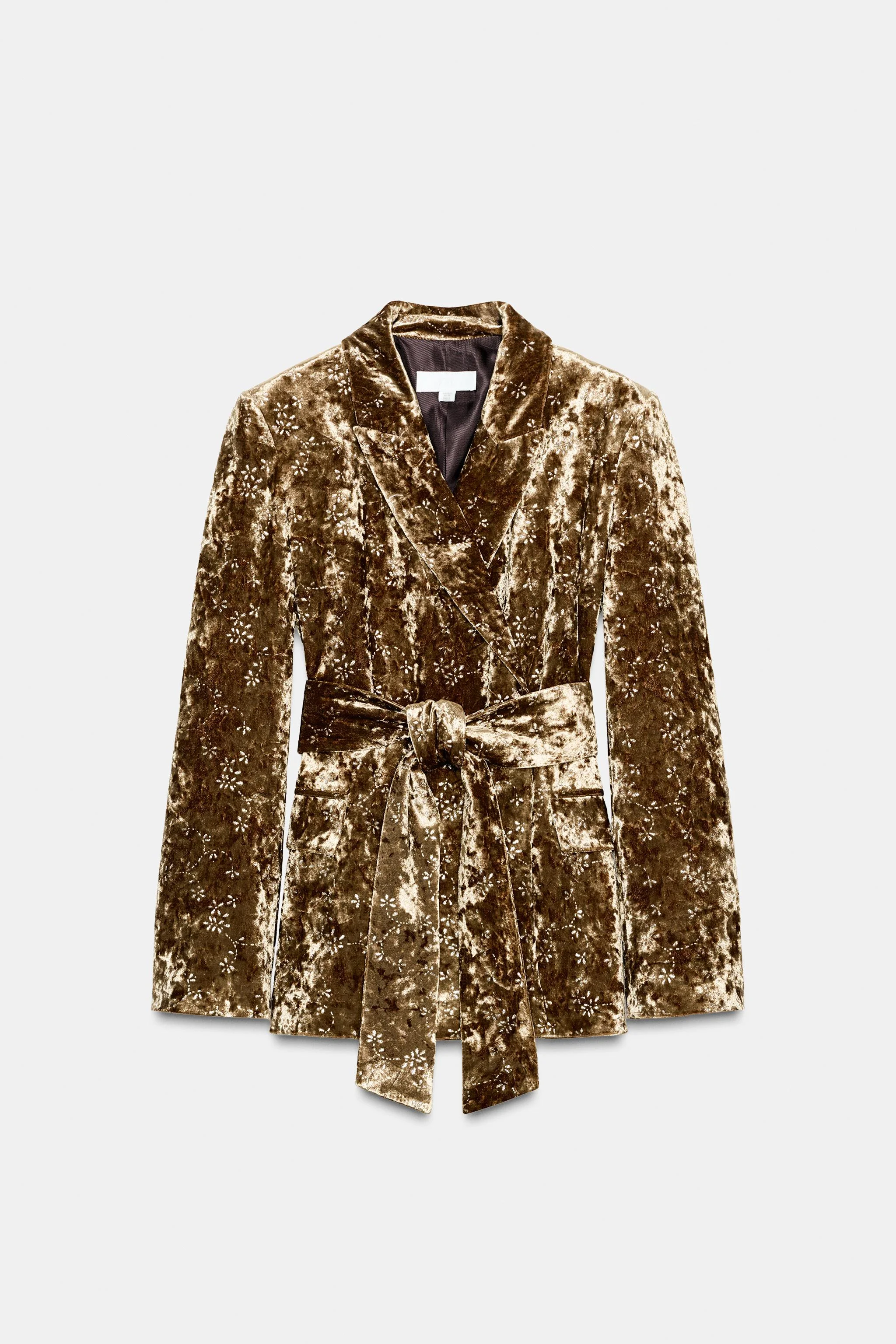 کت مخمل با کمربند نخ فلزی