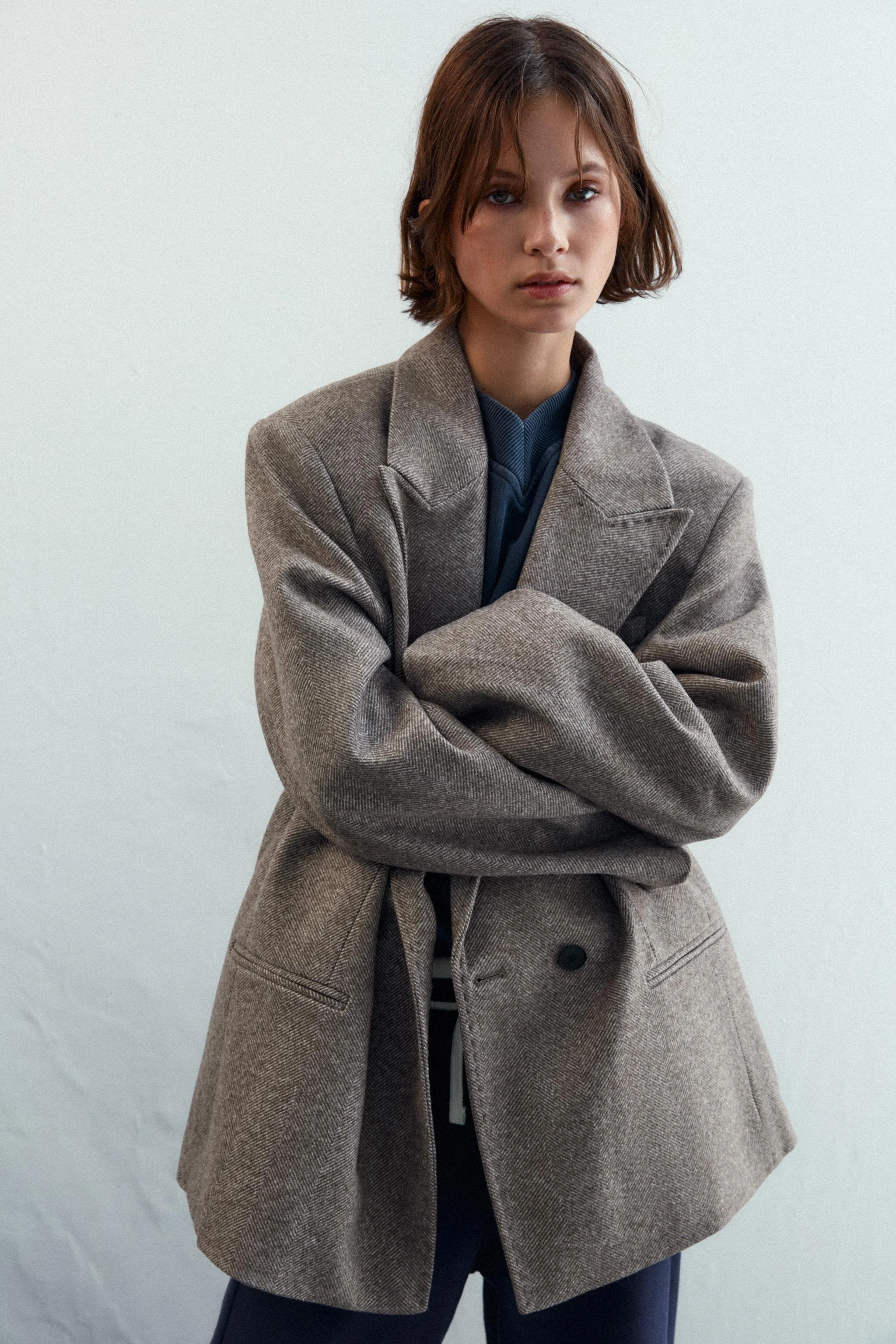 کت بلیزر طرح شاه‌ماهی با اپل سرشانه