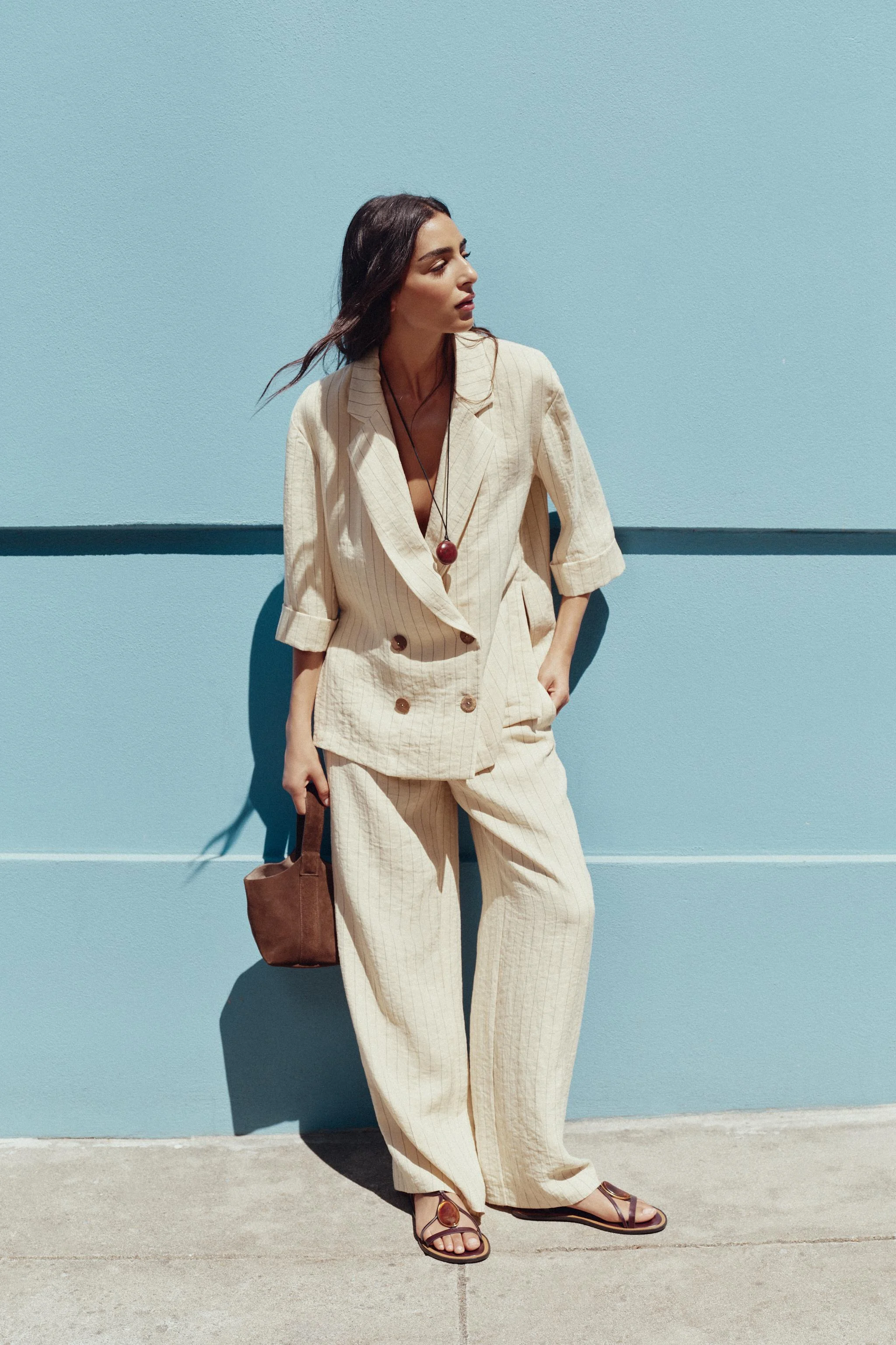 بلیزر راه راه دکمه دوبل