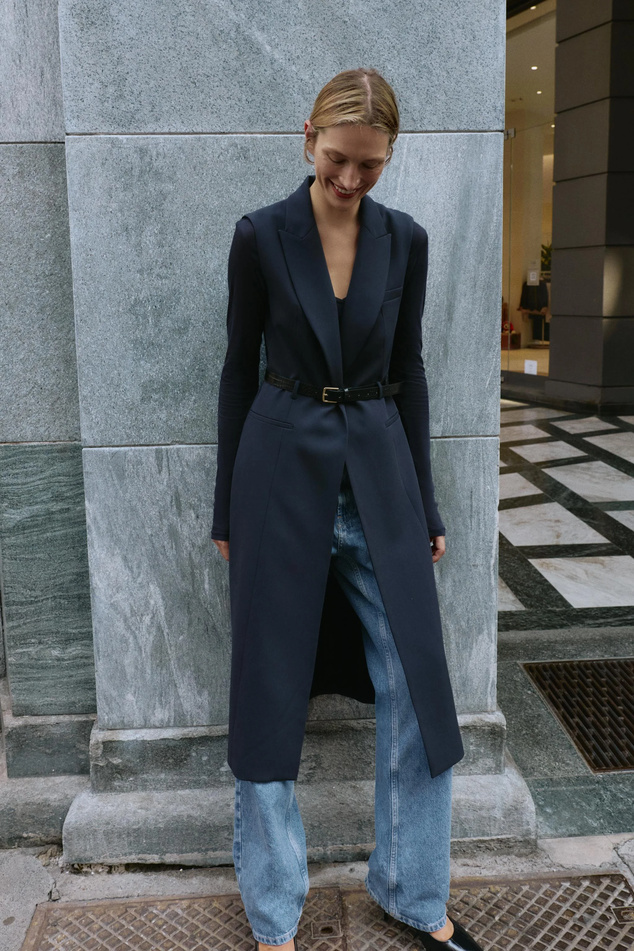 جلیقه بلند کمربند دار