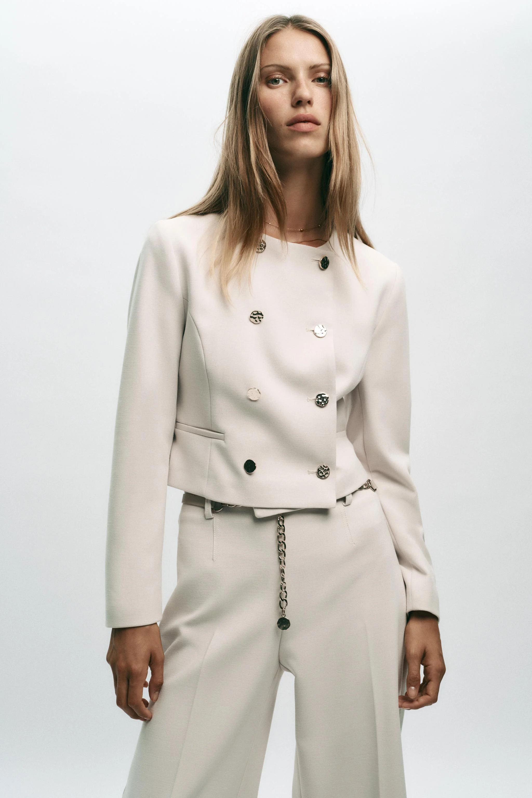 کت بلیزر کوتاه دکمه دوبل