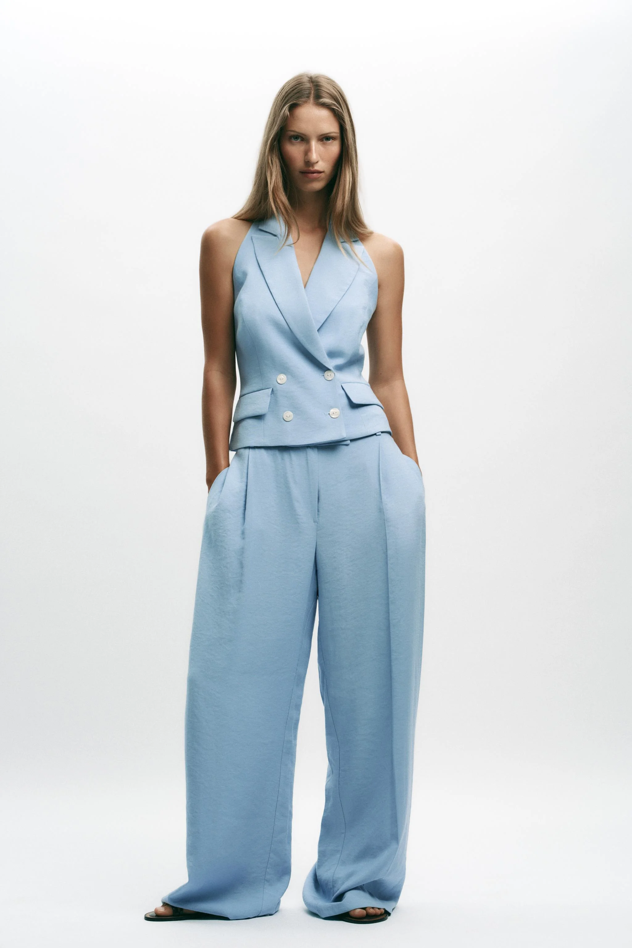 جلیقه یقه هالتر دکمه دوبل