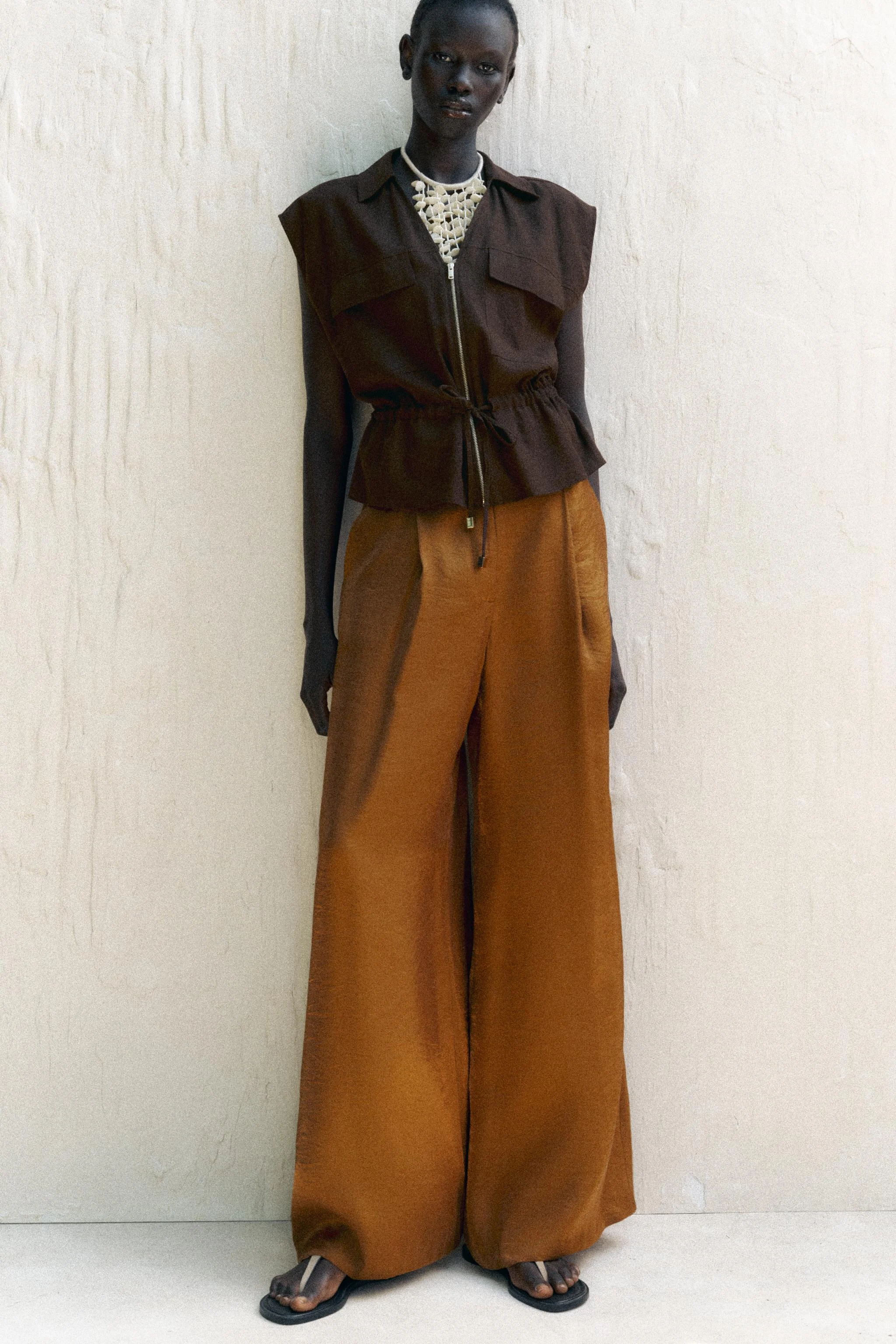 تاپ با ترکیب پارچه کتان سافاری