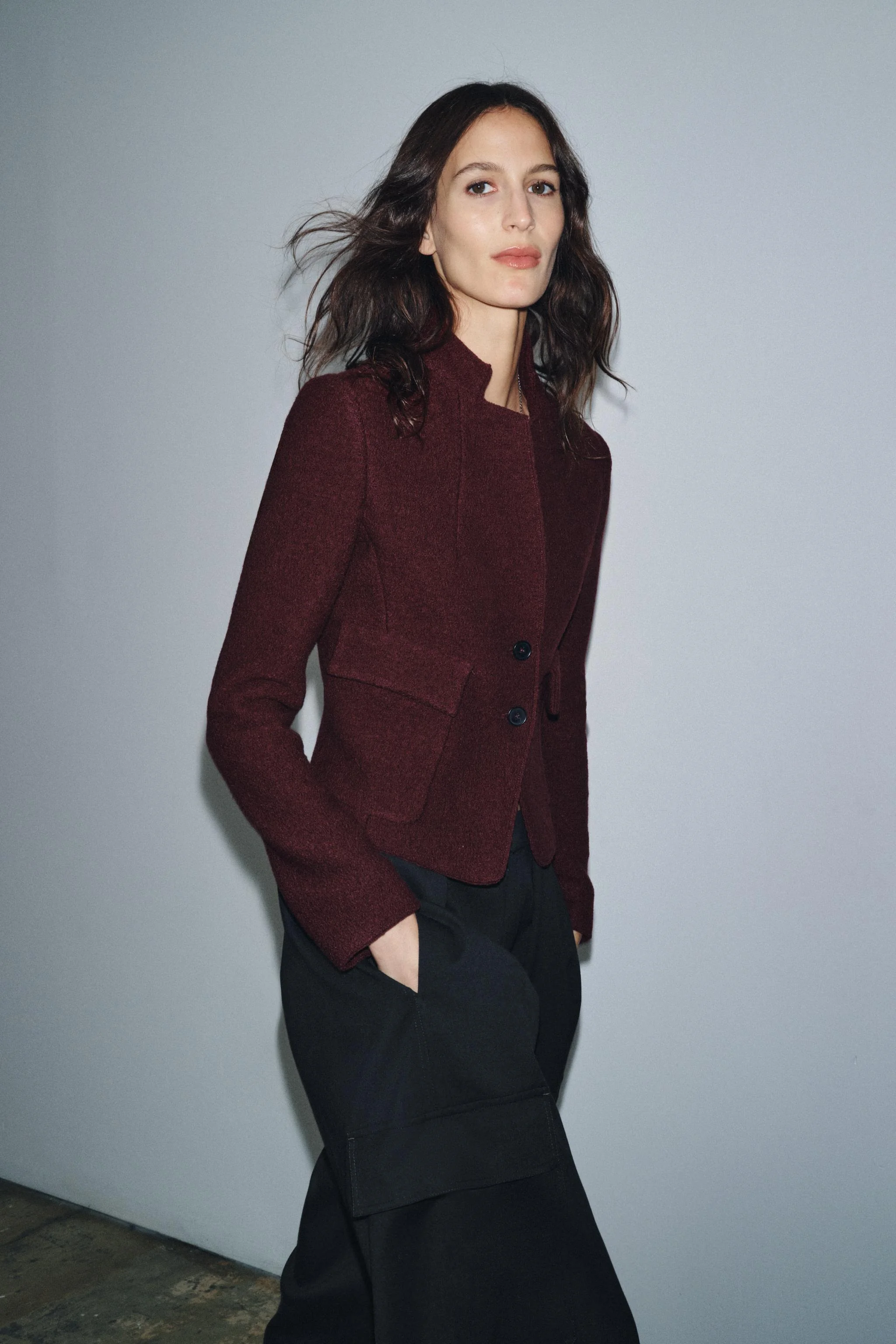 کت پشمی بافت‌دار فیت ZW COLLECTION