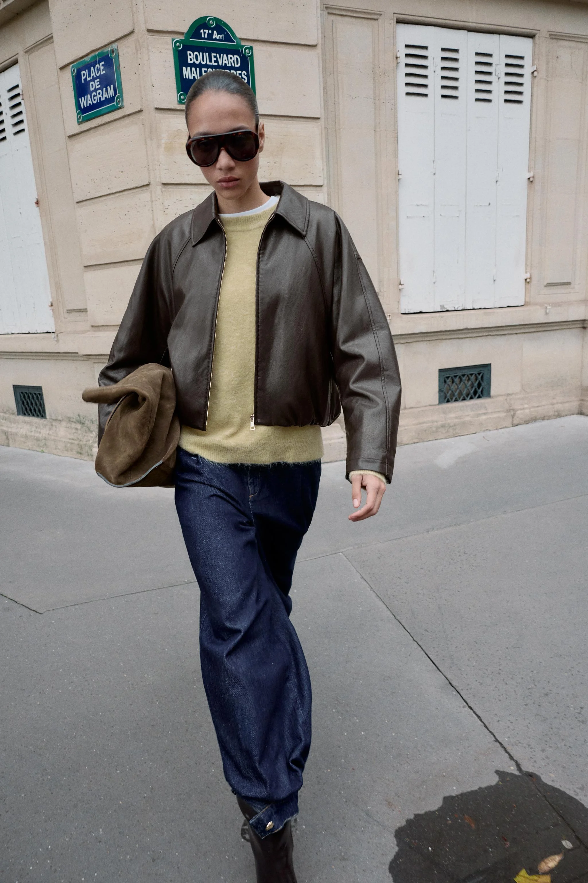 کاپشن خلبانی چرم مصنوعی