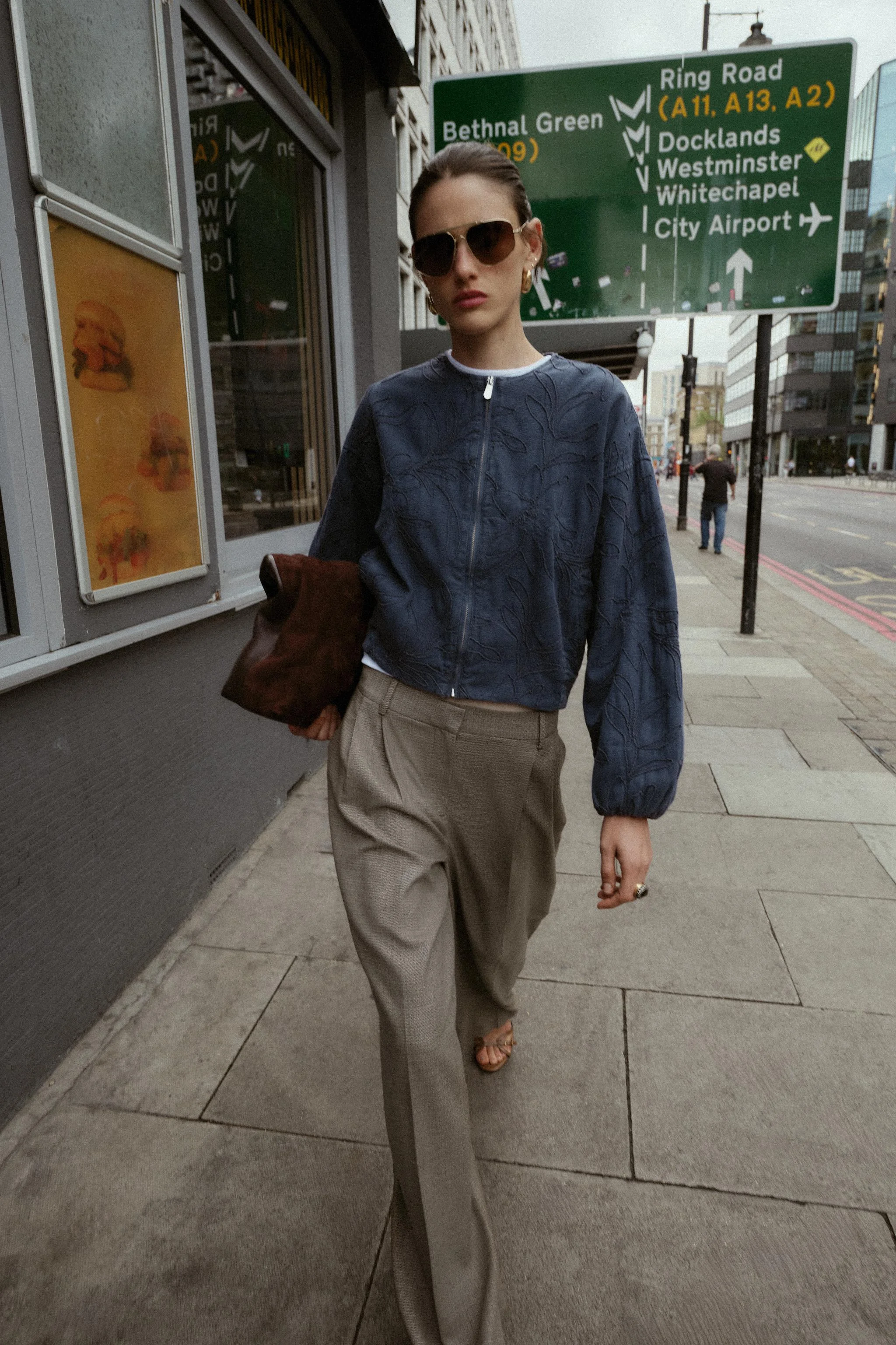 کاپشن خلبانی جیر مصنوعی گلدوزی شده