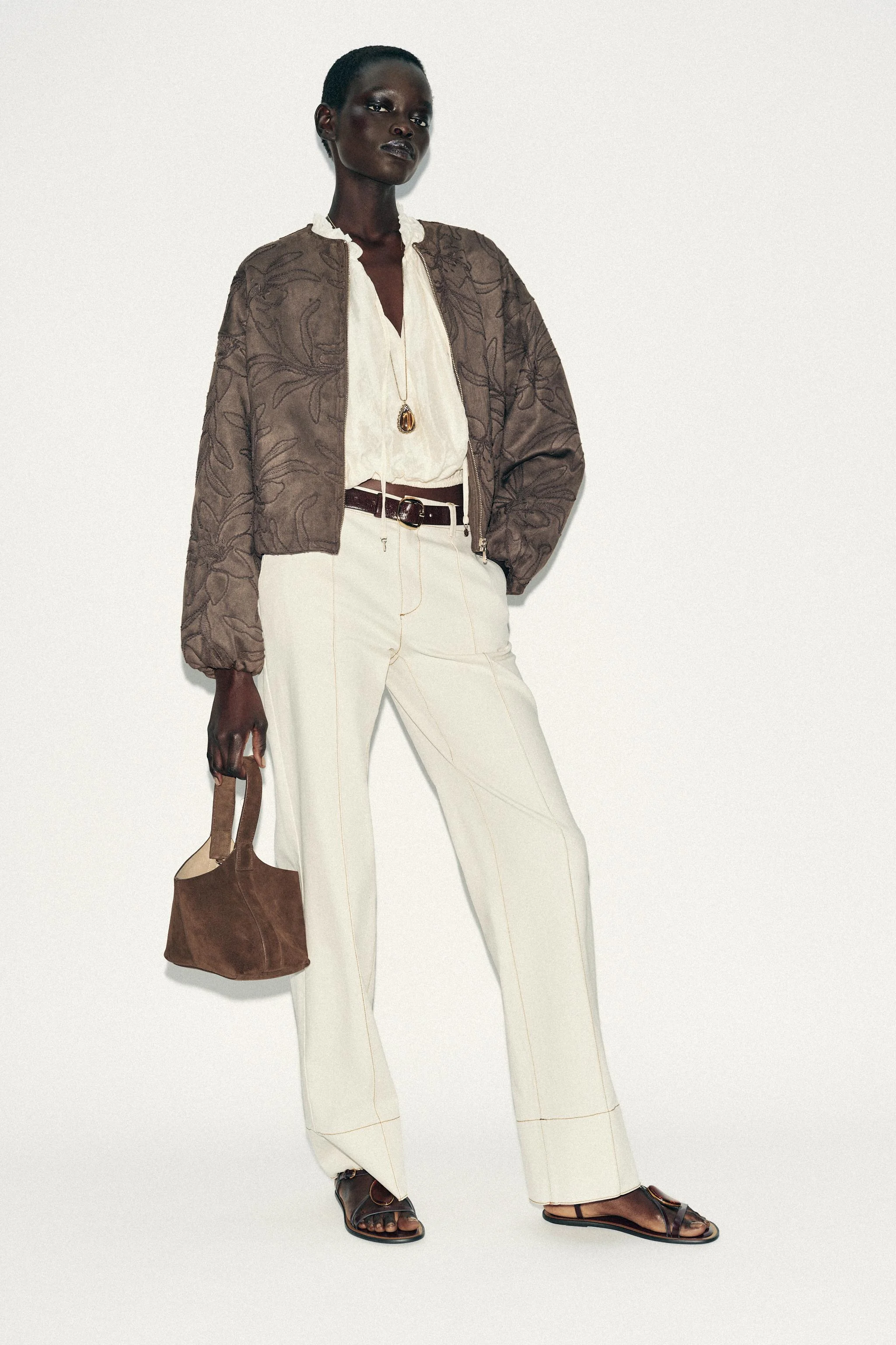 کاپشن خلبانی جیر مصنوعی گلدوزی شده