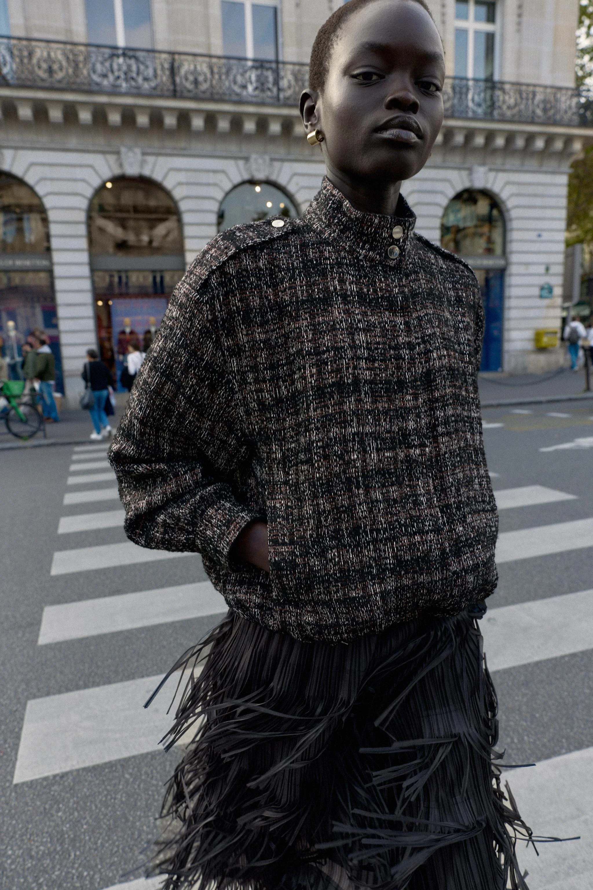 کاپشن خلبانی بافت دار با نخ متالیک