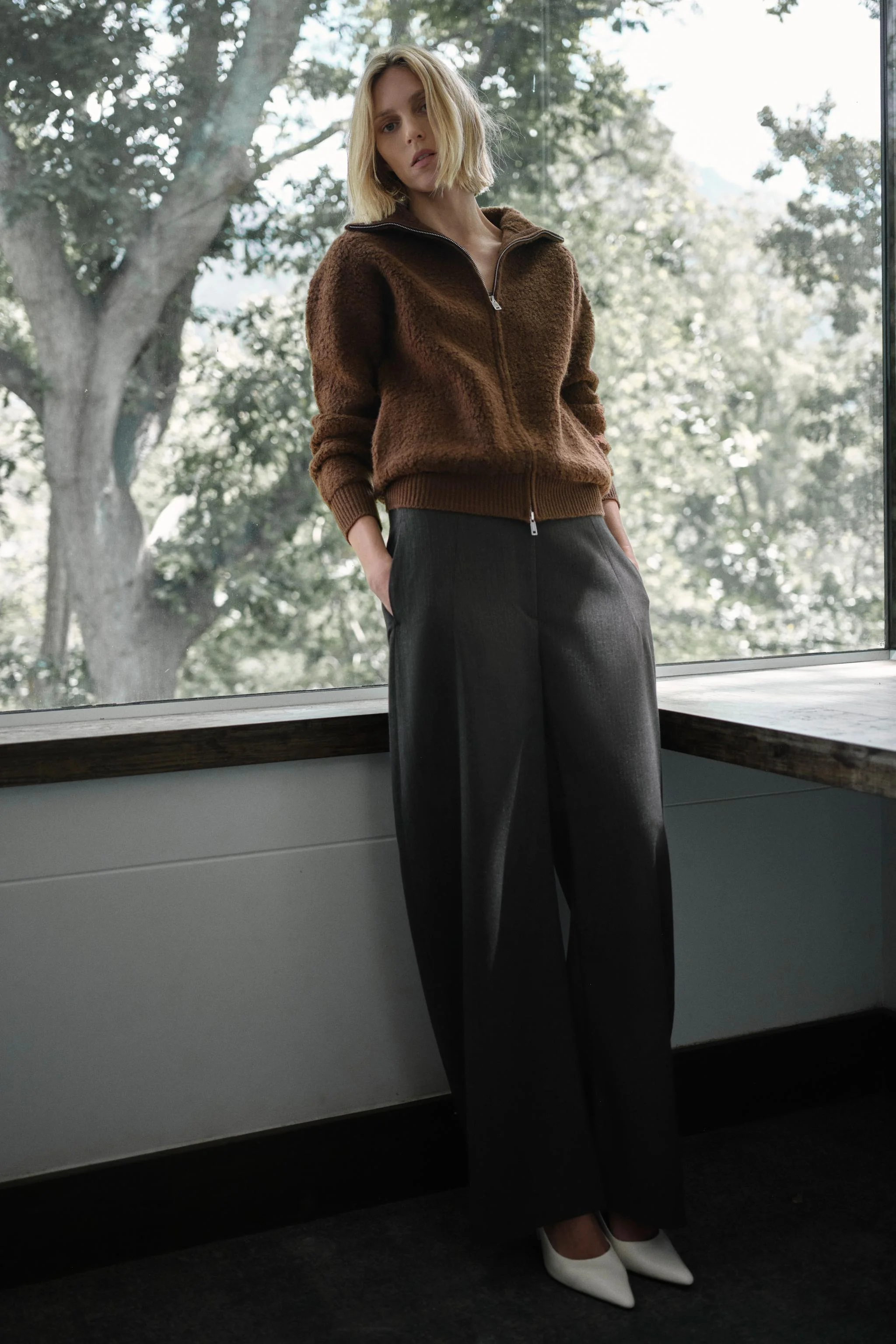 ژاکت خلبانی پشمی ۱۰۰٪ بافت بوکله