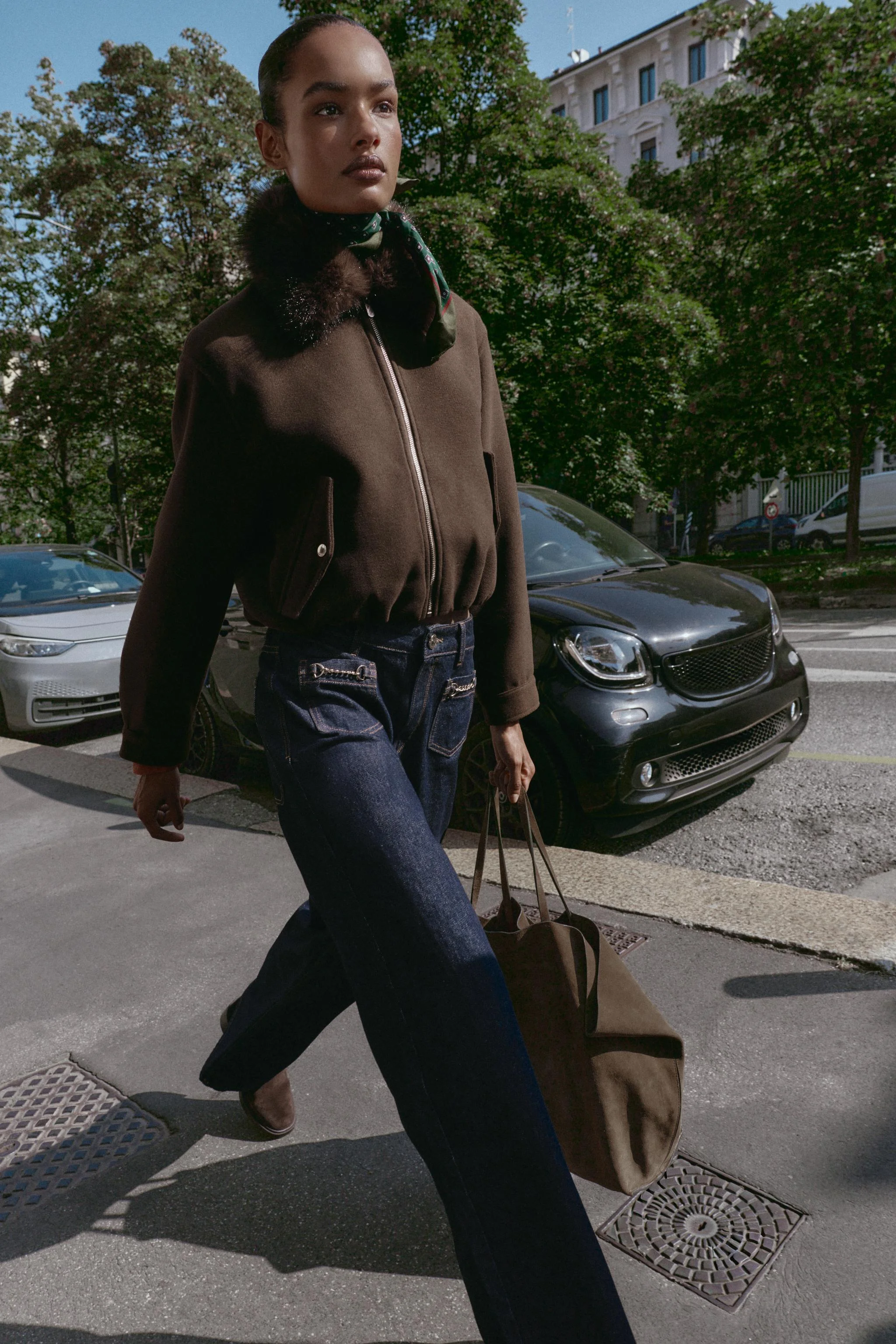 کاپشن خلبانی نرم با یقه خز مصنوعی