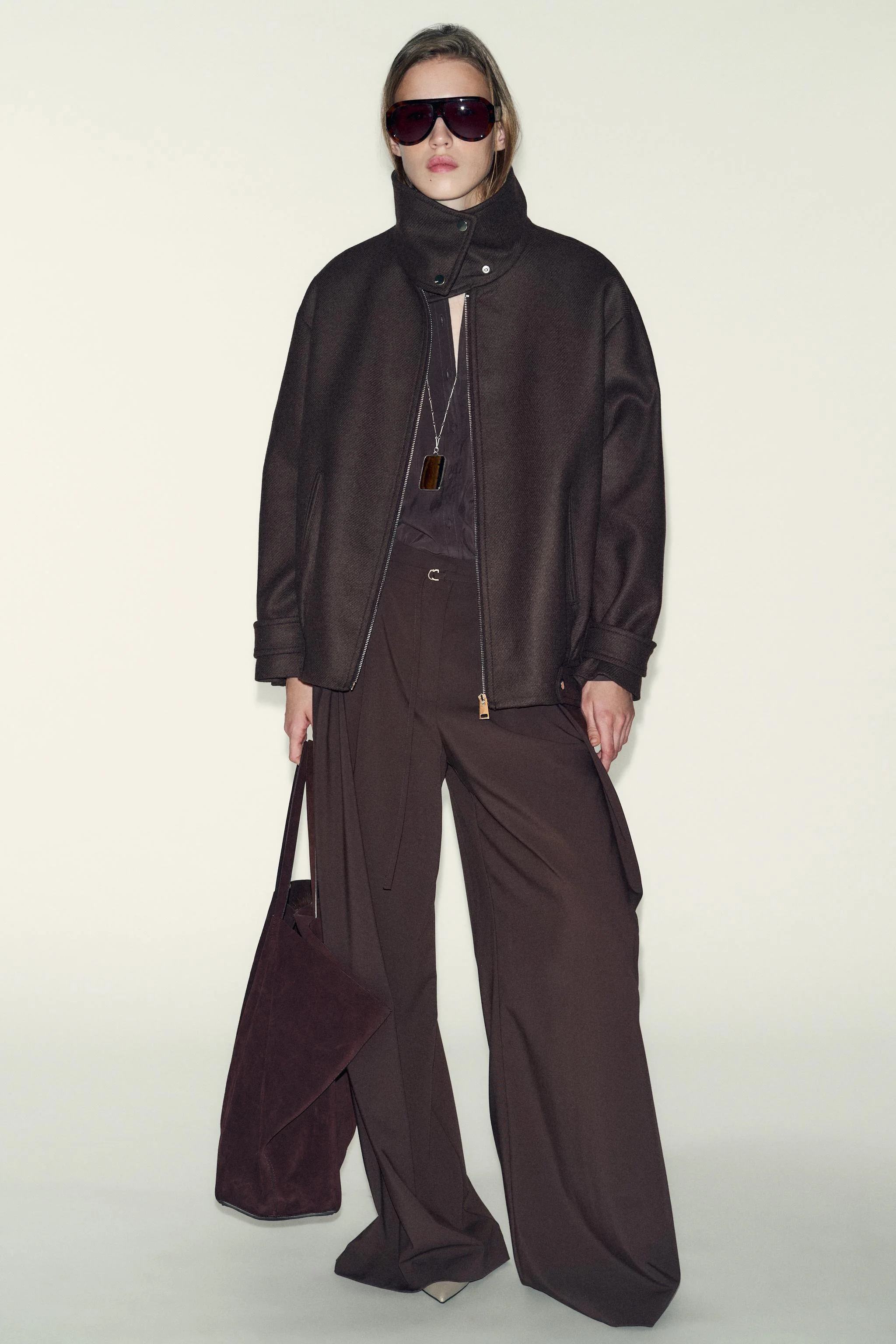 کاپشن خلبانی با یقه ایستاده، ترکیب پشم