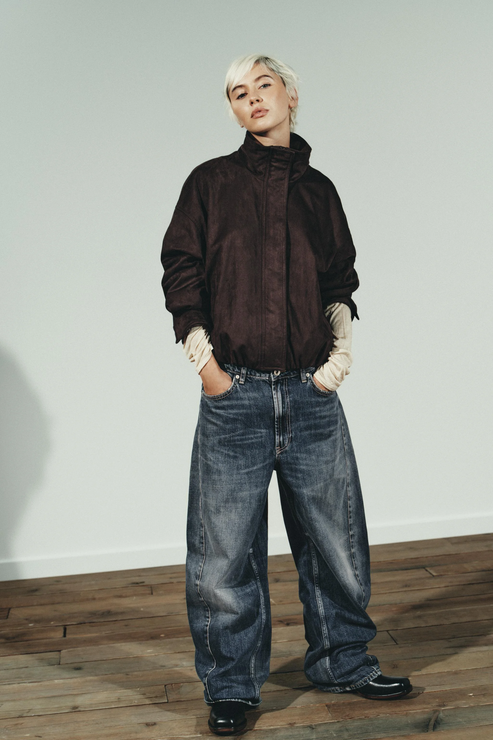 کاپشن خلبانی جیر مصنوعی