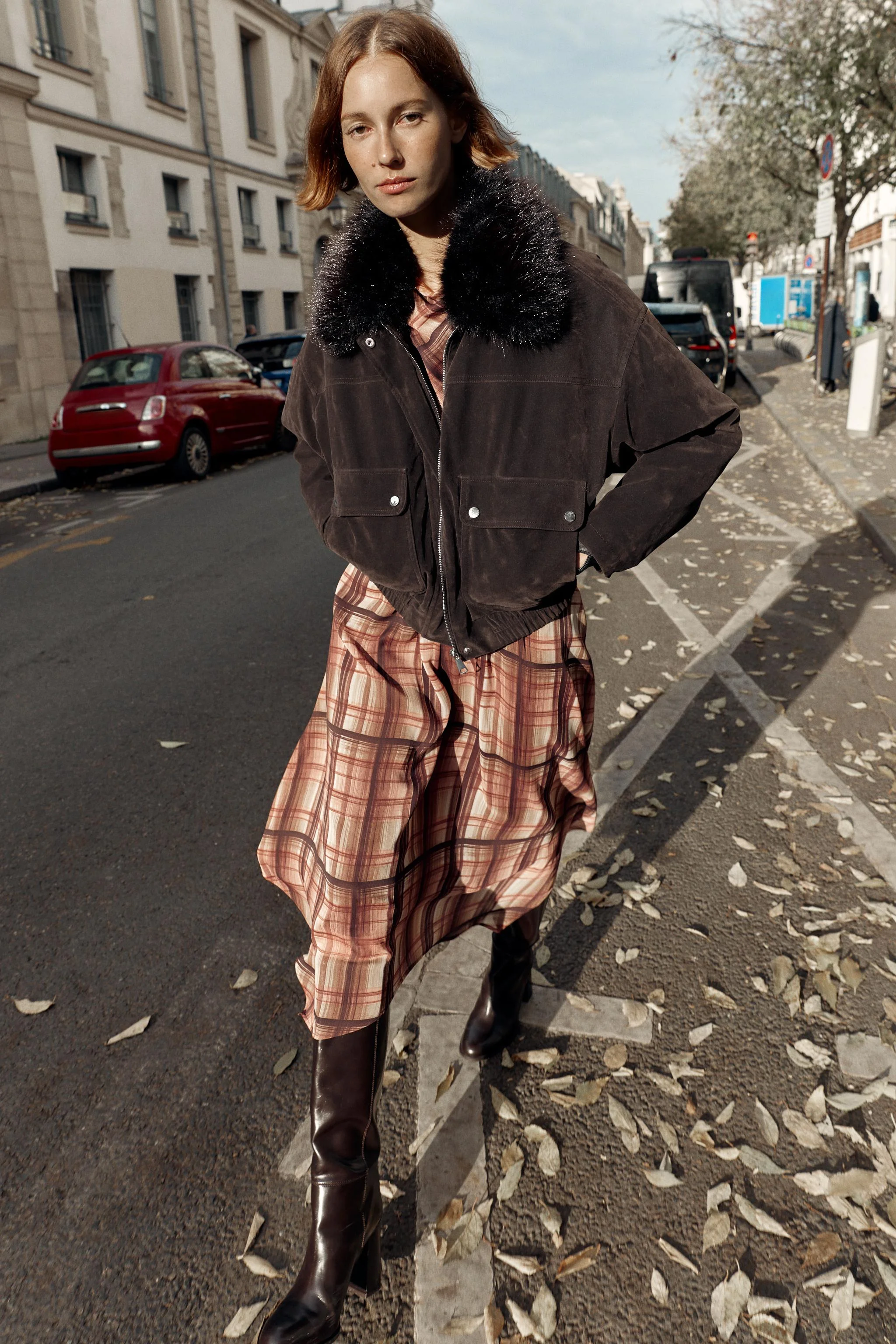 کاپشن خلبانی بزرگ با یقه خز مصنوعی