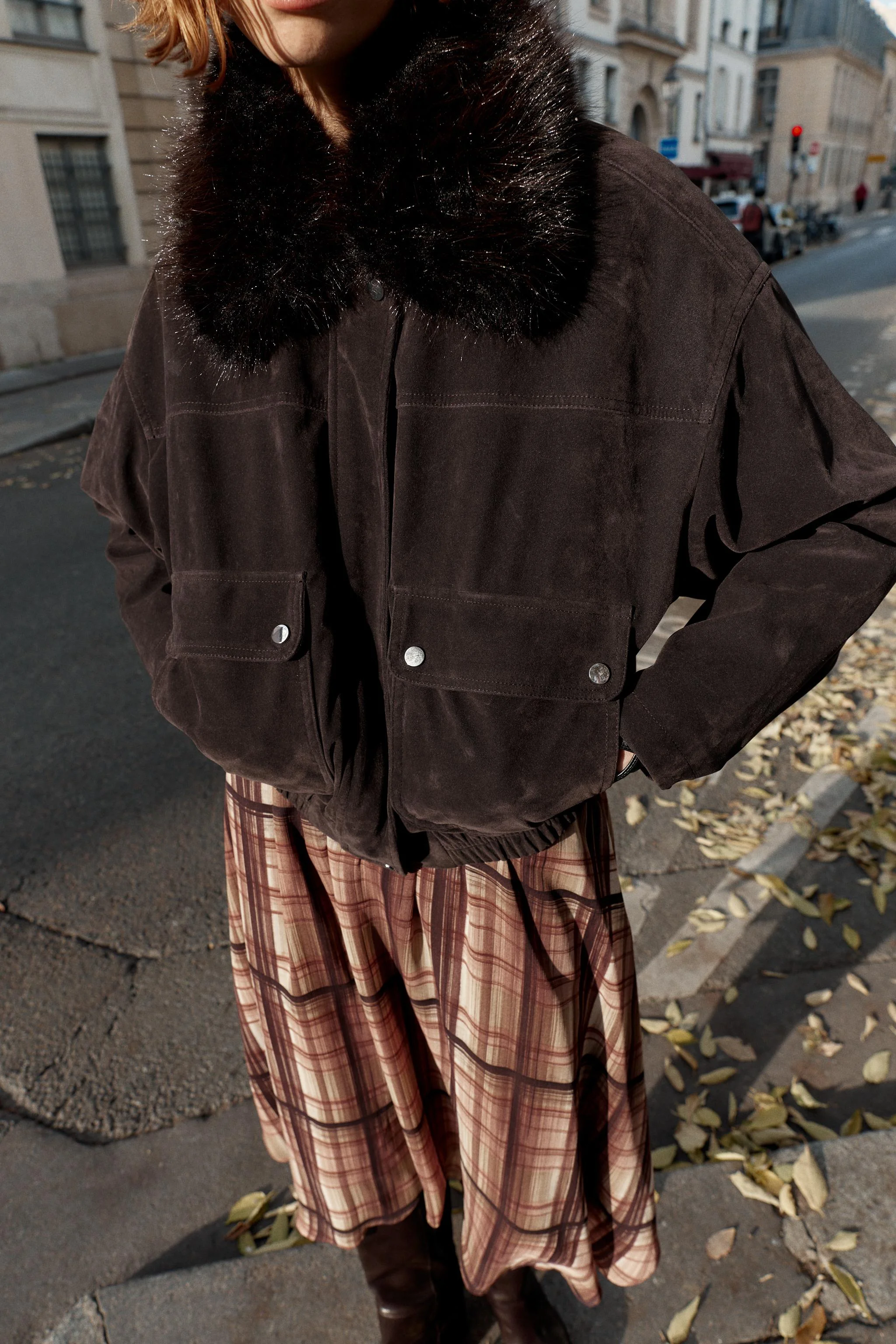 کاپشن خلبانی بزرگ با یقه خز مصنوعی