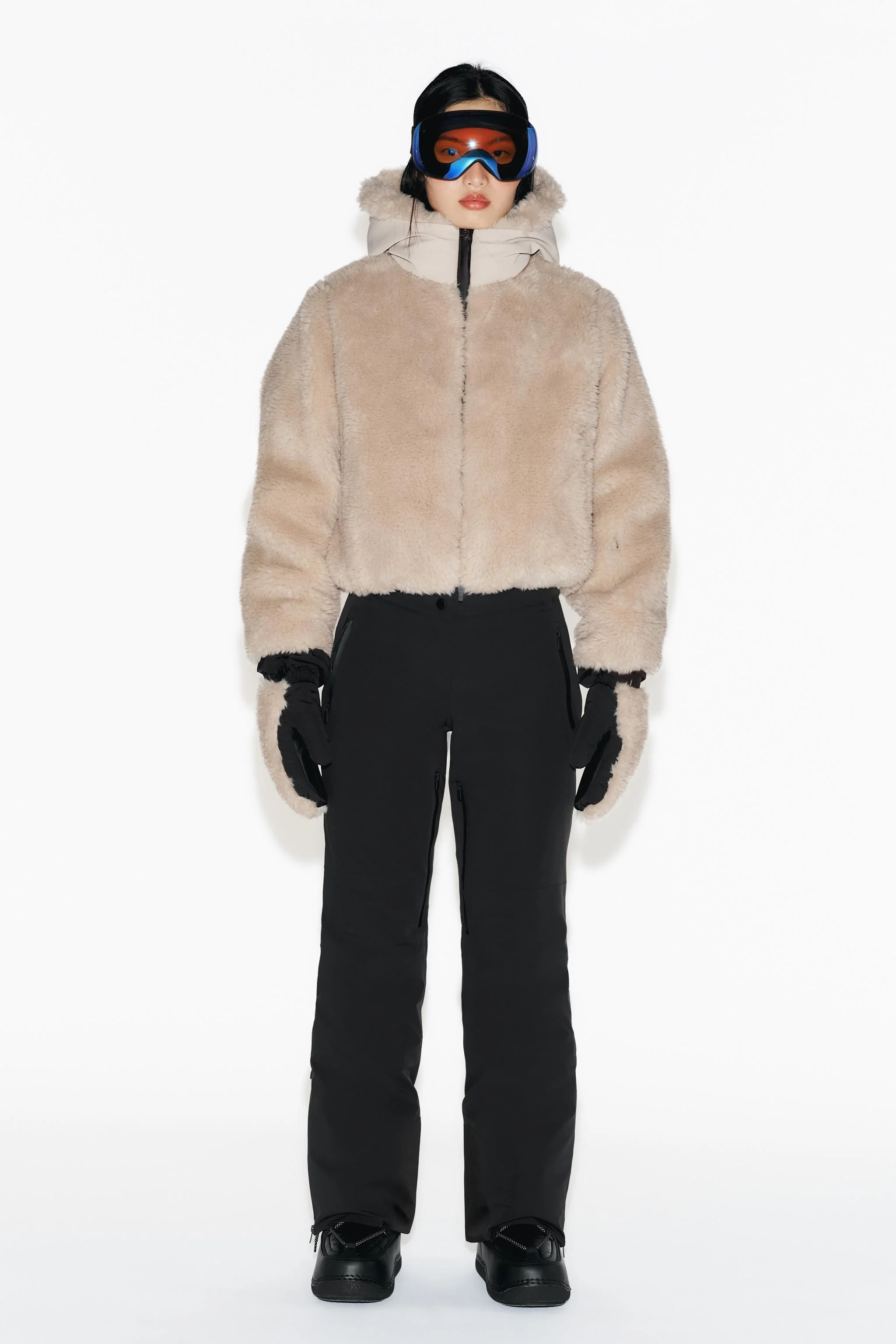 کت کوتاه کلاه دار خز مصنوعی با فناوری RECCO® مجموعه اسکی