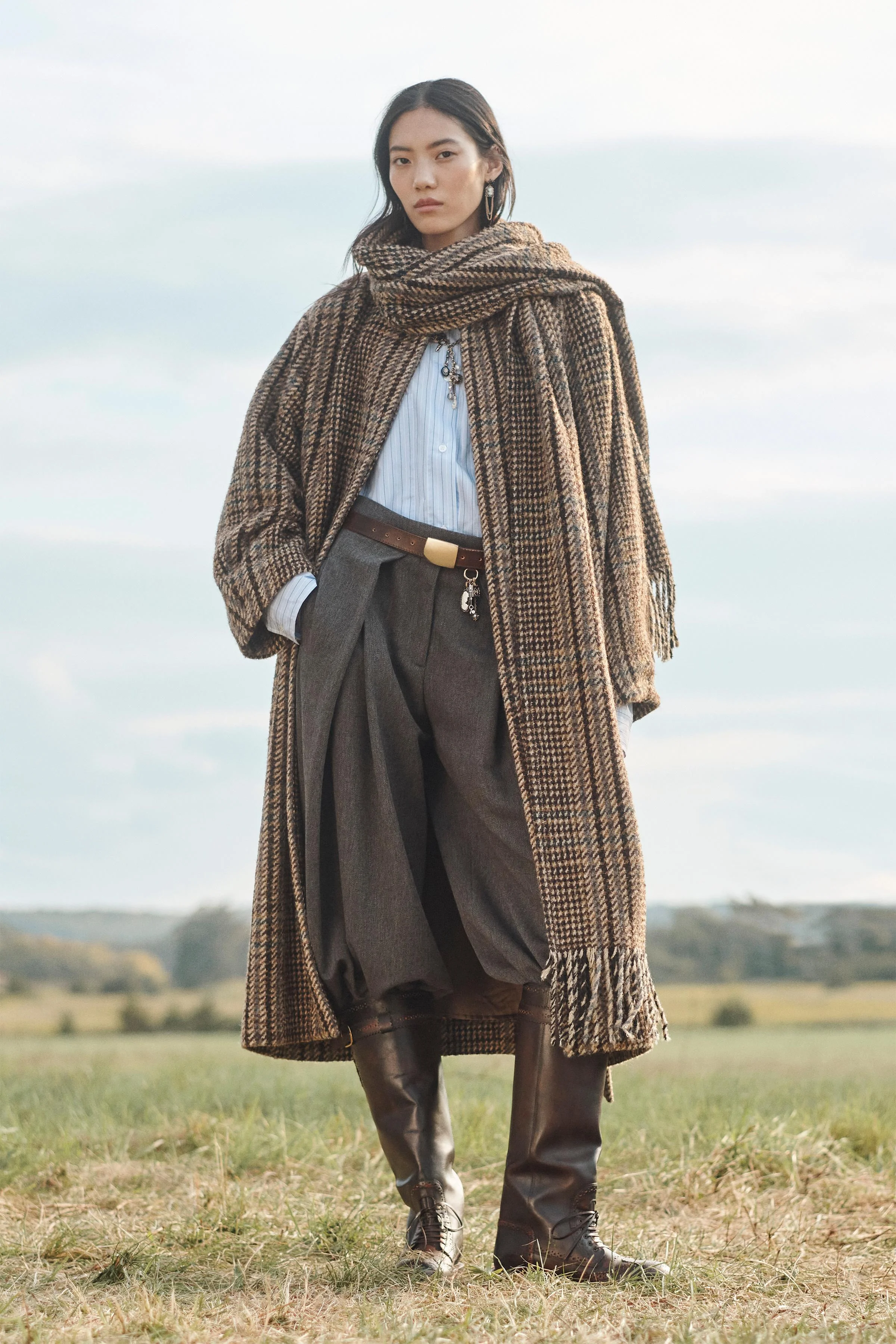 پالتو چهارخانه نسخه محدود به همراه شال گردن