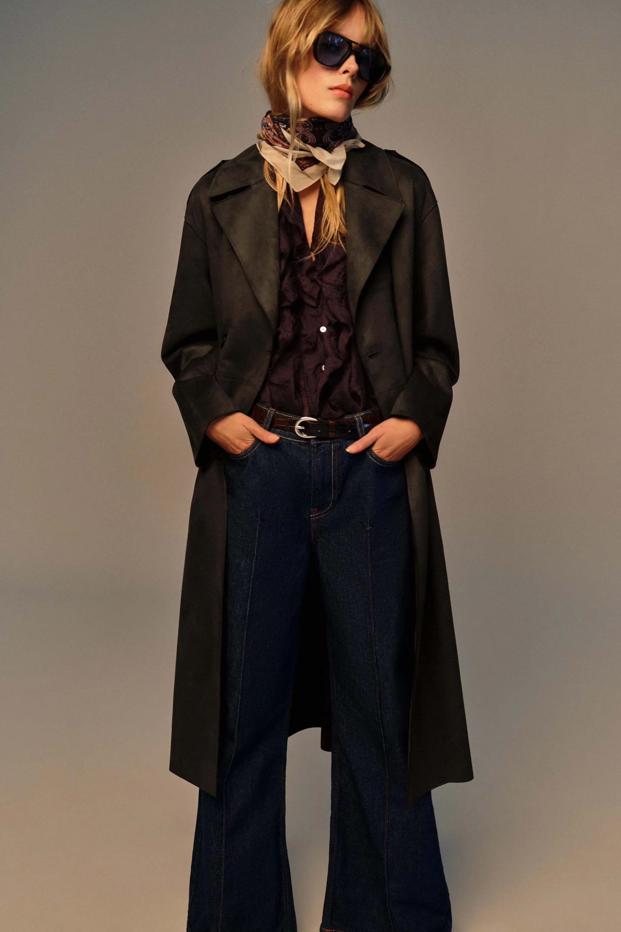 کت جیر مصنوعی کمربند دار