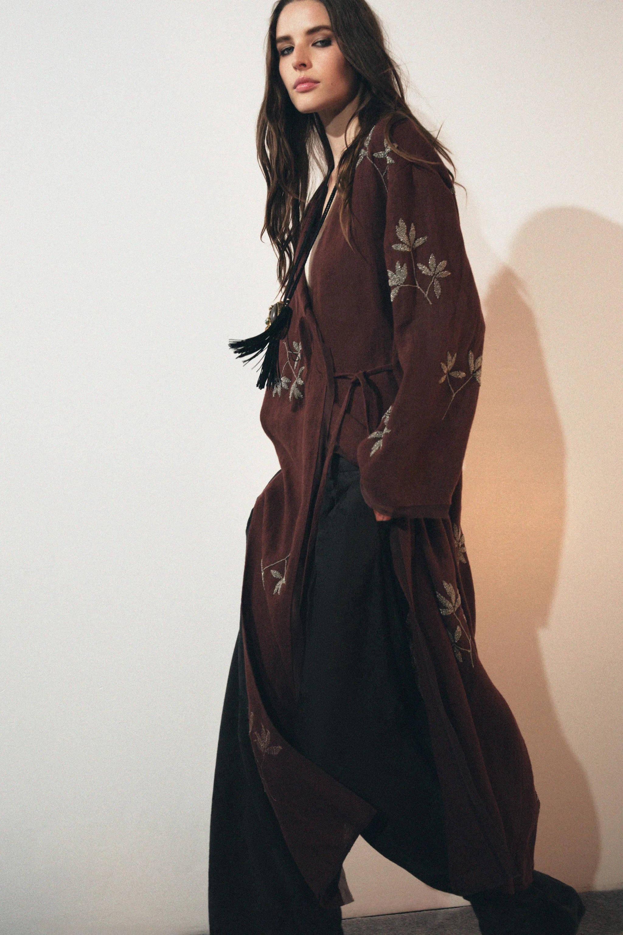 کیمونو کتان گلدوزی شده ZW COLLECTION