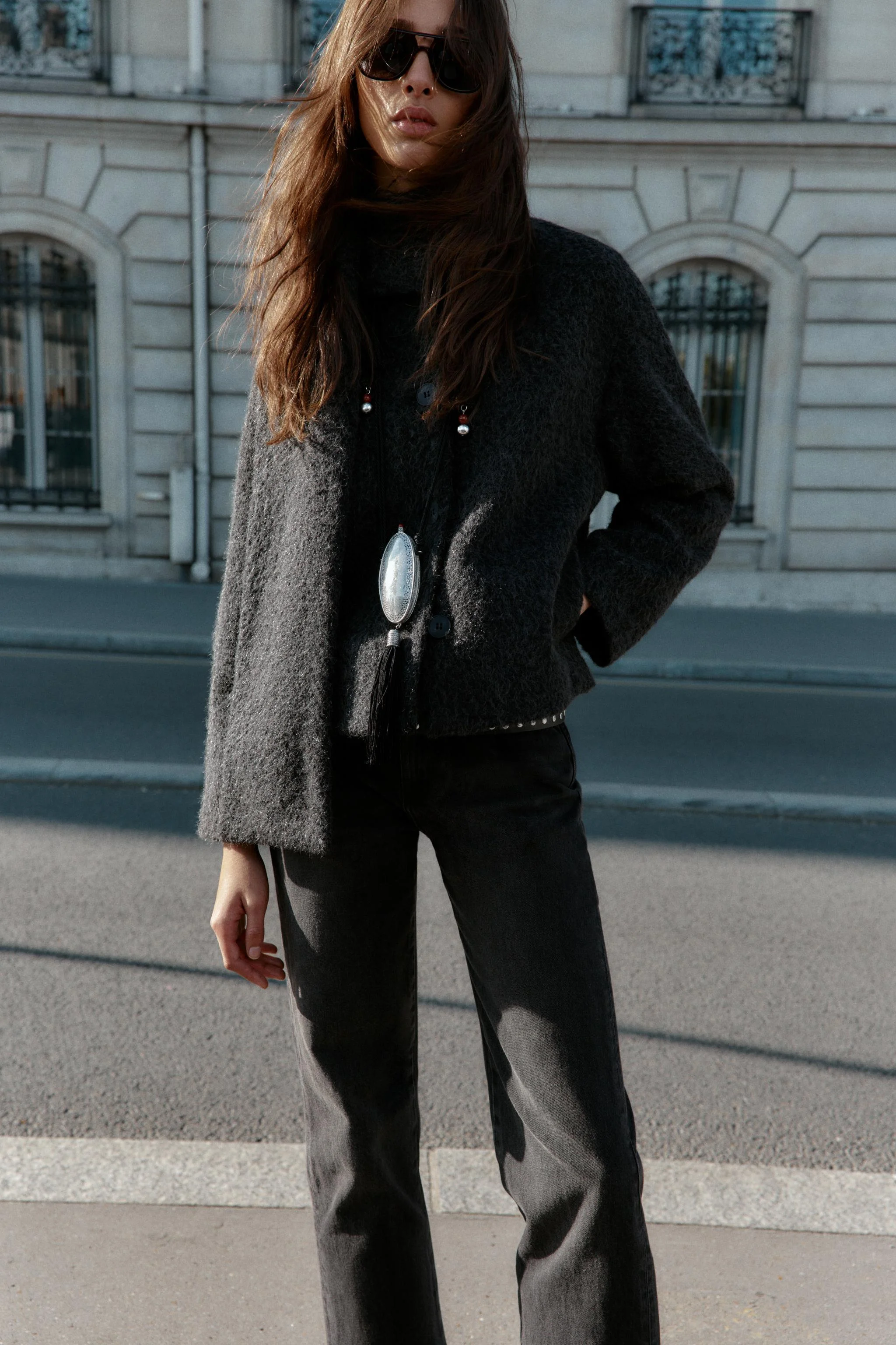 کت کوتاه بوکله با شال گردن کت کوتاه بوکله با شال گردن