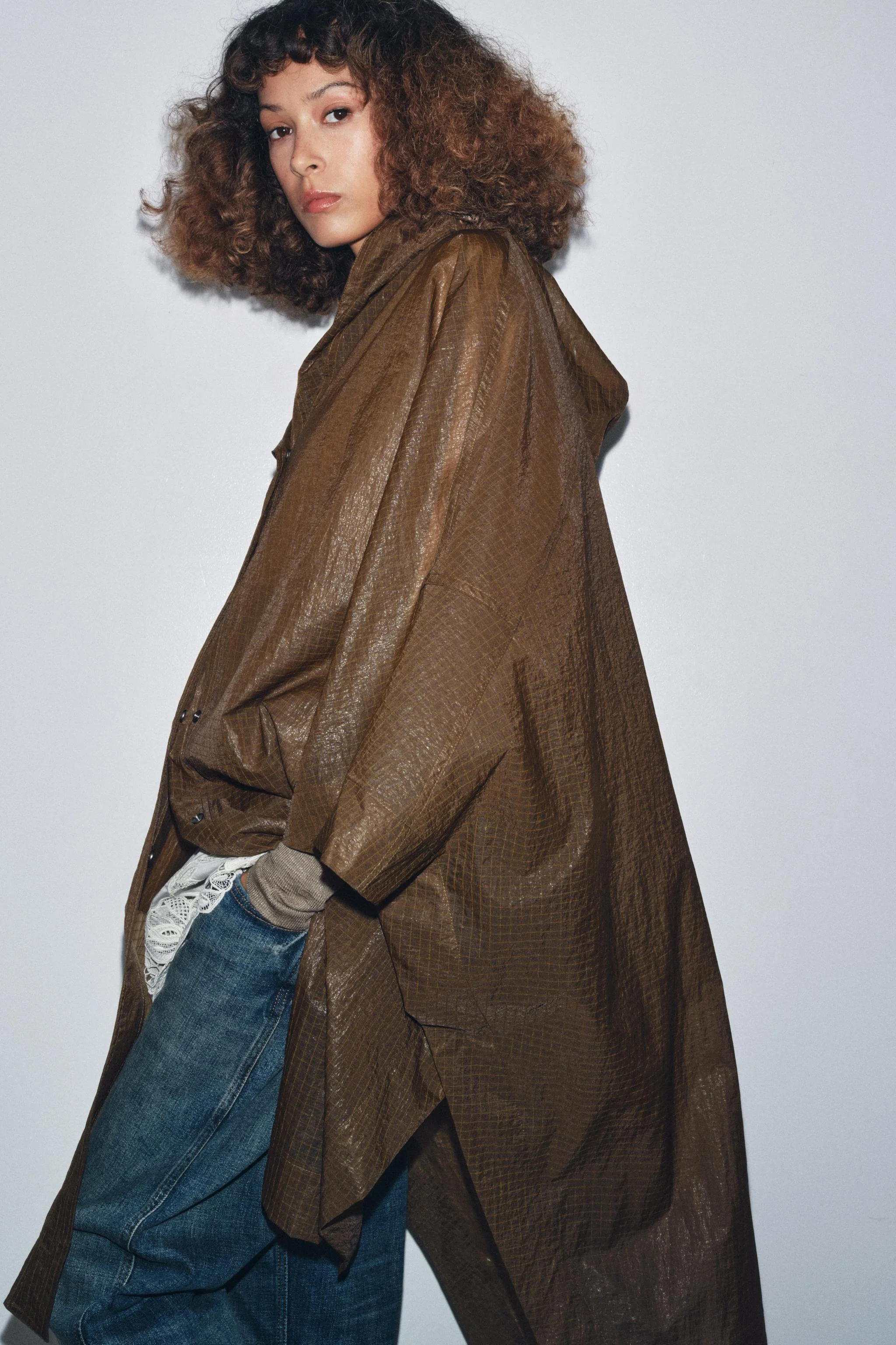 بارانی شنلی کلاه دار اورسایز ZW COLLECTION