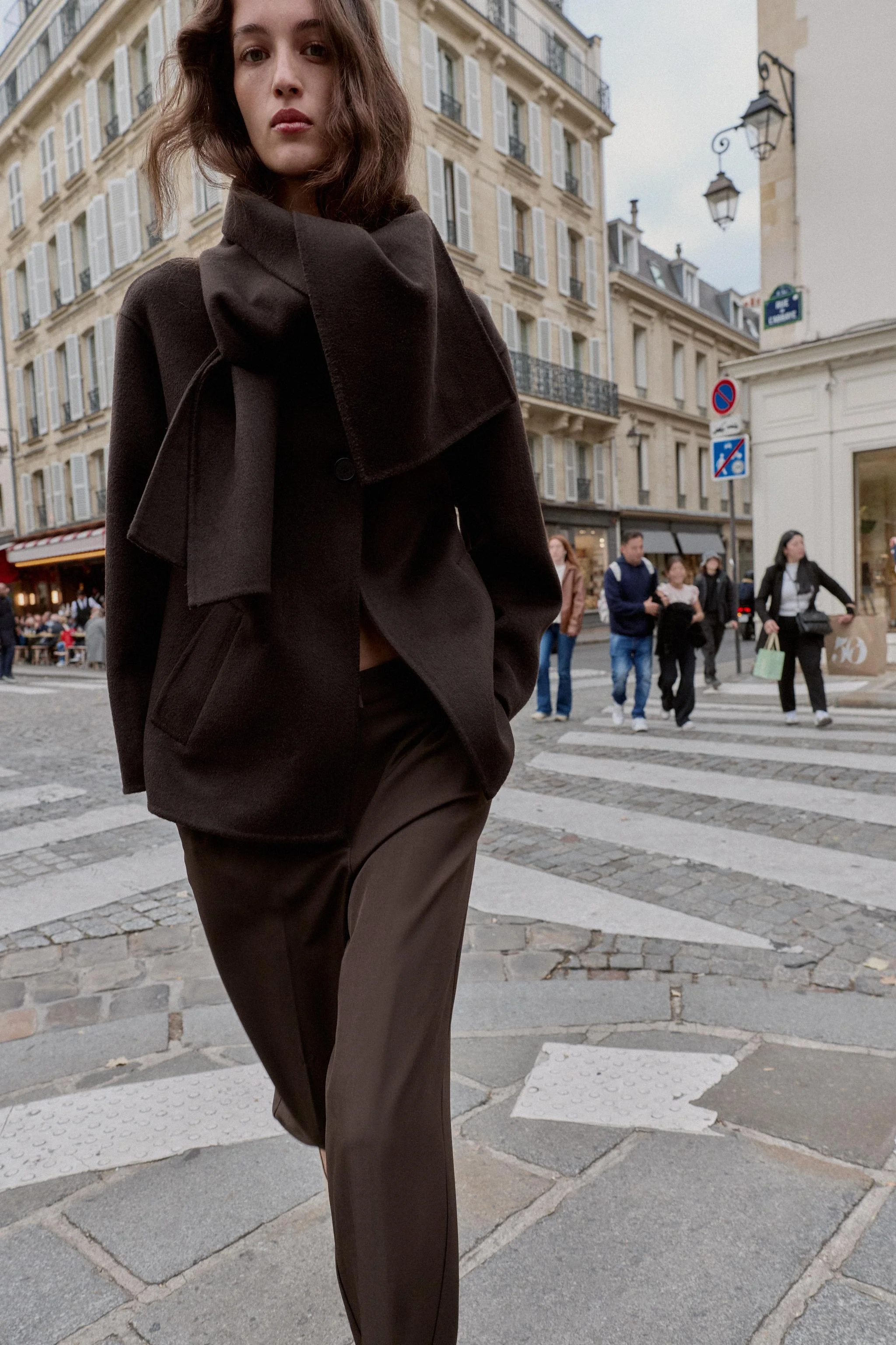 پالتو پشمی کوتاه با شال گردن