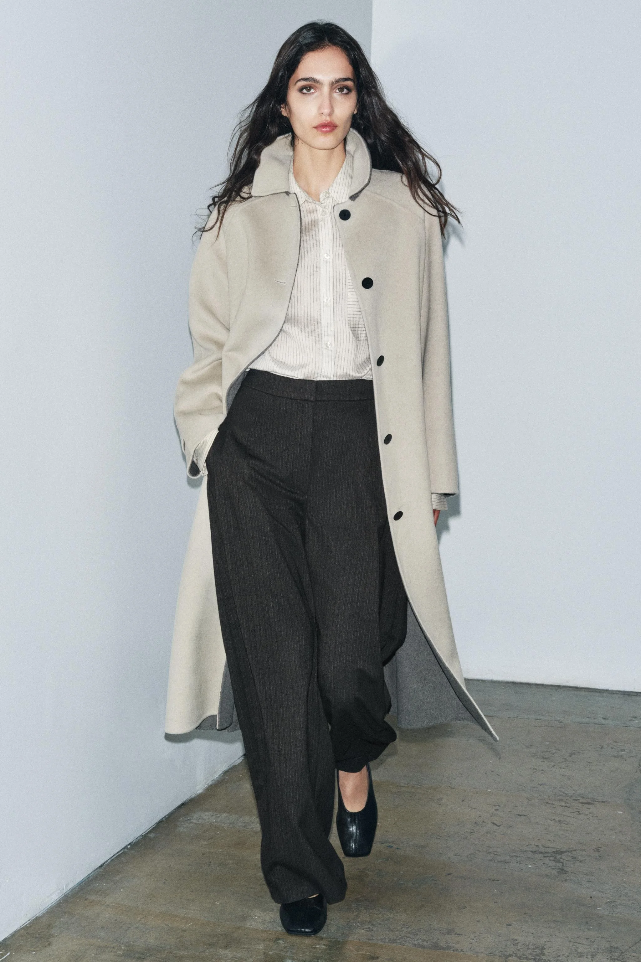 پالتو بلند با ترکیب پشم ZW COLLECTION نسخه محدود